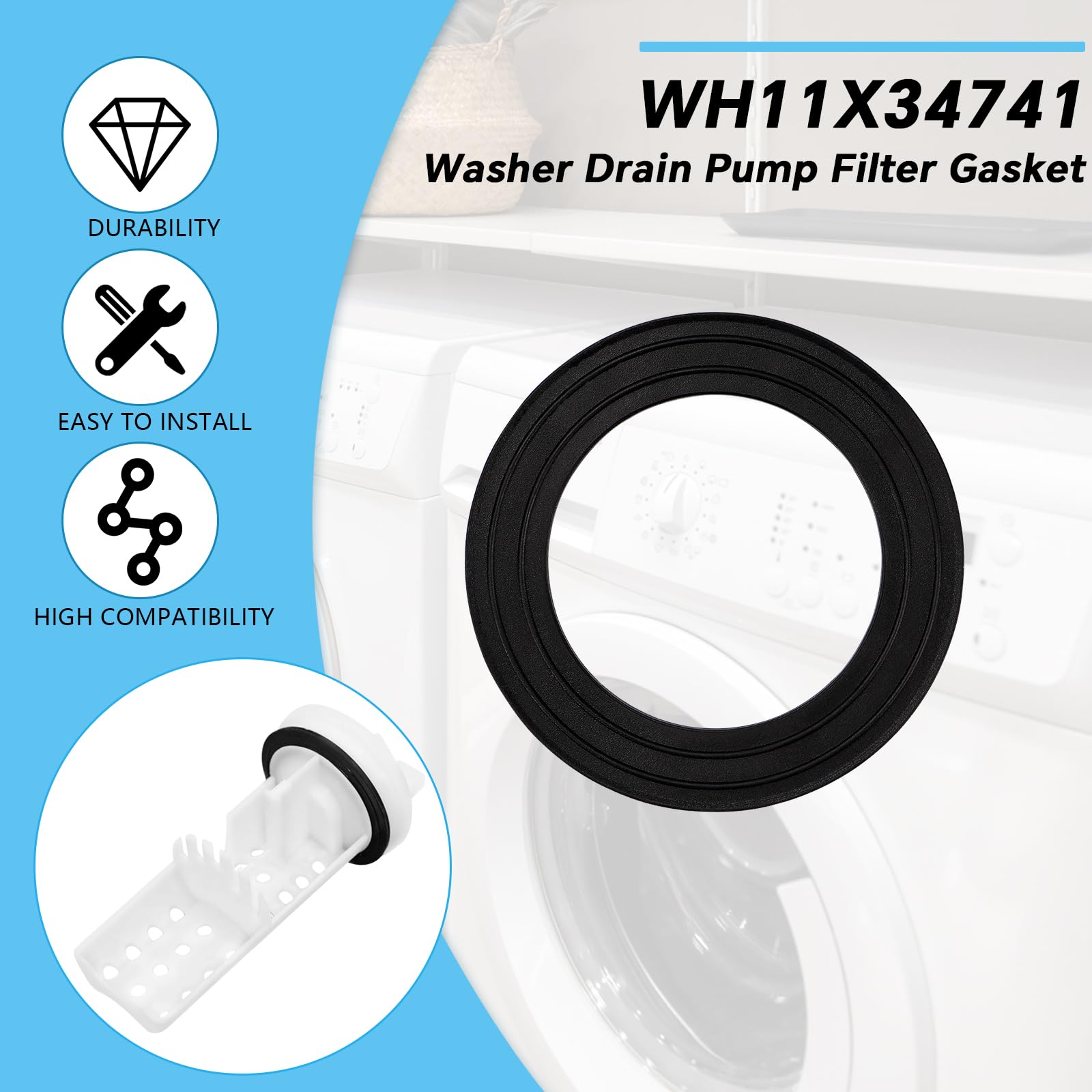 WH11X34741 Washer Drain Pump Filter gasket - Image 3