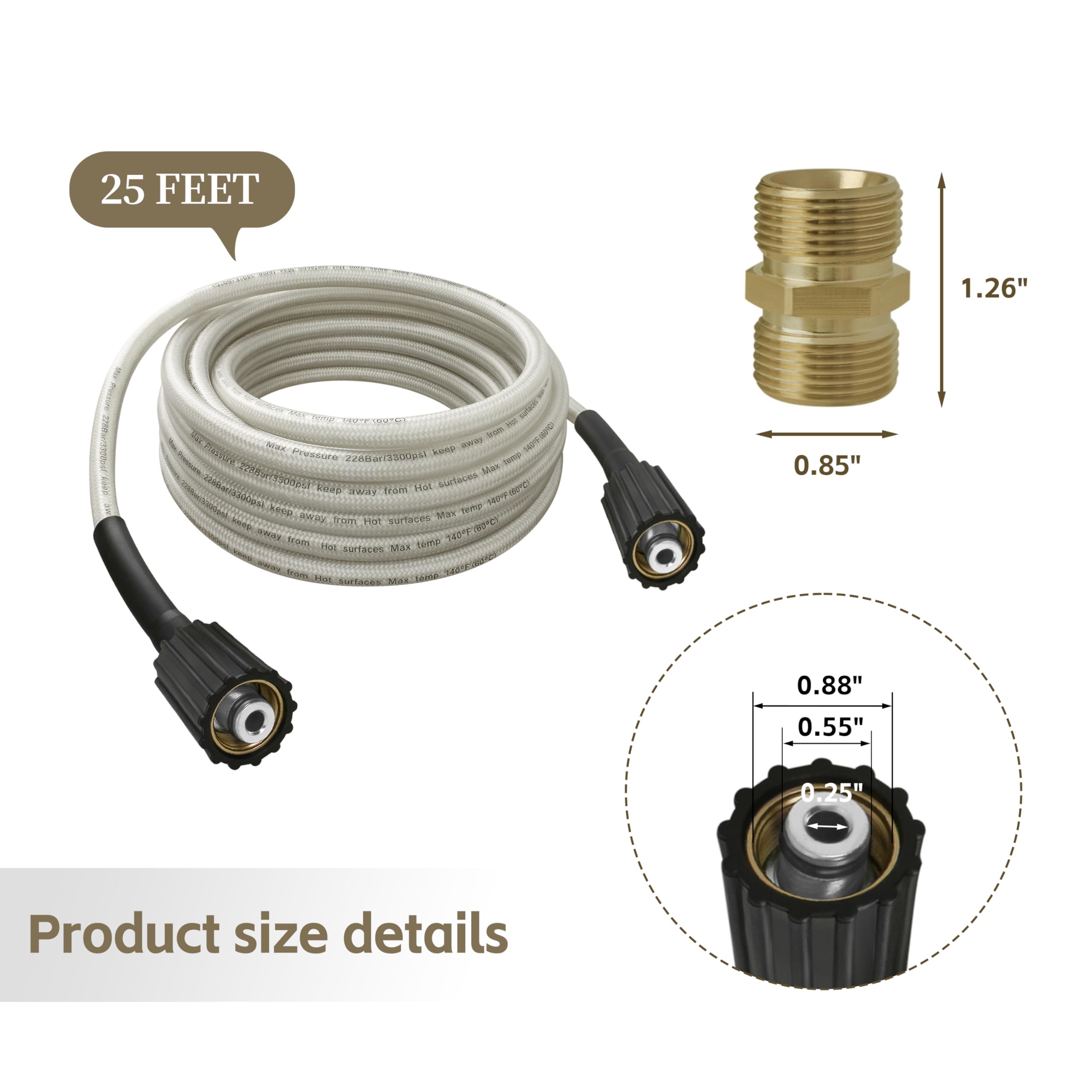 25ft Pressure Washer Hose for Ryobi Power Washer Replacement Part#308835065 - Image 6