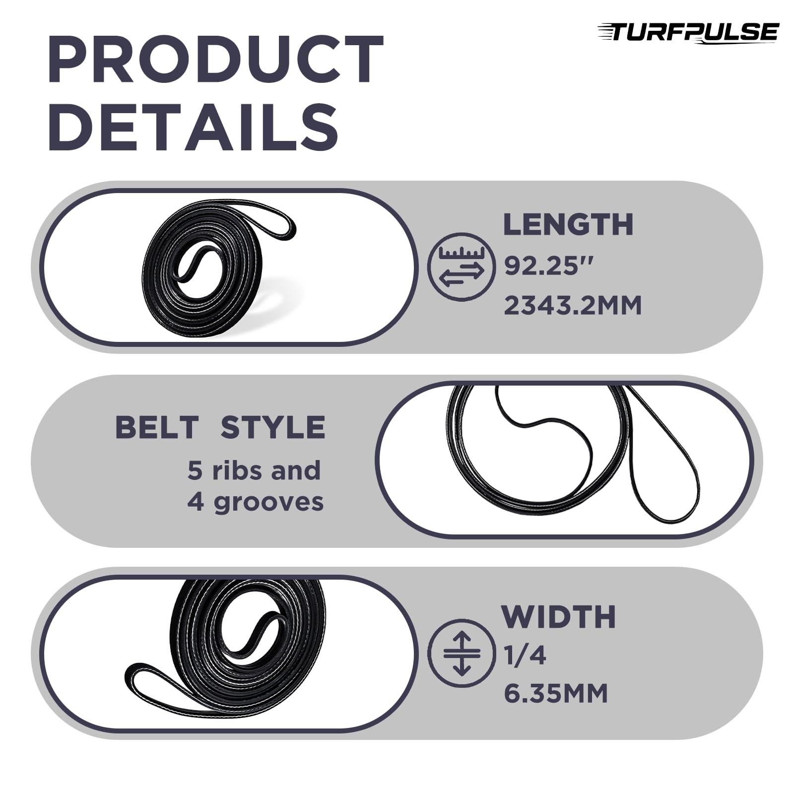 TURFPULSE Dryer Replace Part 341241 Dryer Drum Belt for Whirlpool Kenmore Roper Amana Maytag Replacement Accessories, 1/4 Inch x 92.25 Inch - Image 4