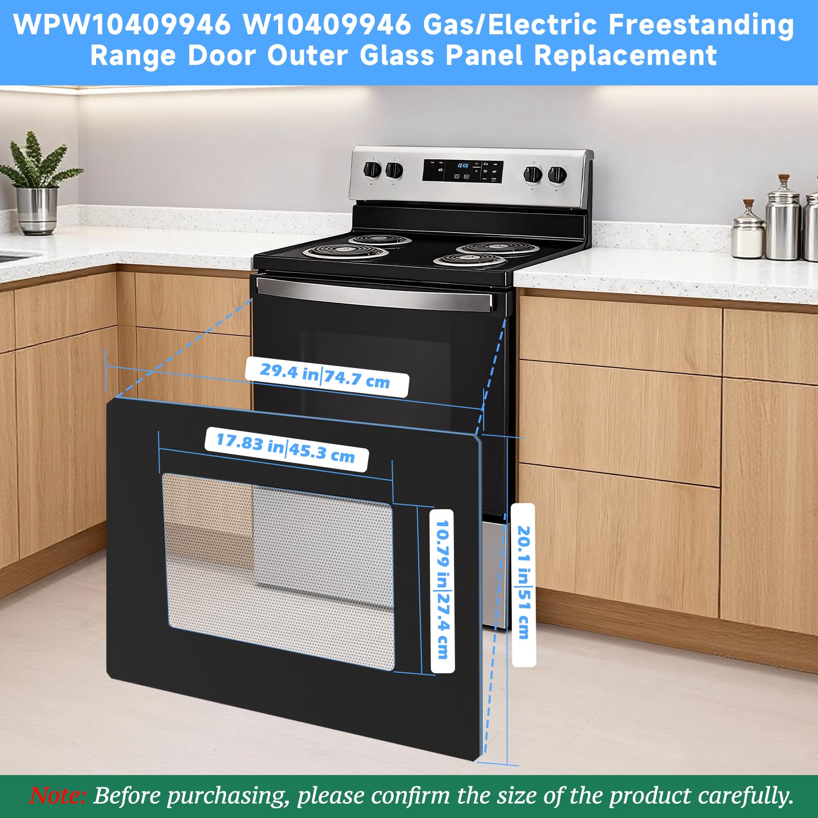 Upgraded WPW10409946 W10409946 Gas/Electric Freestanding Range Oven Stove Door Outer Glass Panel Replacement Compatible with Whirlpool Gas/Electric Range Oven Stove Parts 2210188 AP6021060 PS11754380 - Image 3