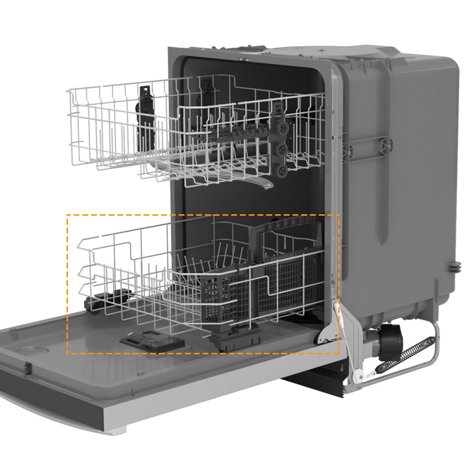 Allstare WD28X26099 WD28X34744 Dishwasher Rack Replacement for GE Dishwasher Parts Lower Dishrack WD28X24396 GDF510PSR3SS GDF510PSM0SS GDF535PSR0SS GE Dishwasher Bottom Rack Wheels Drawer Tray - Image 4
