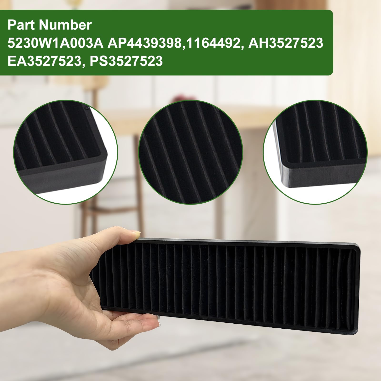 3 Pack 5230W1A003A Microwave Charcoal Filter Replacement for LG Kenmore GE Microwave Filter Replacement,Replaces LMHM2237BD LMV1650ST LMV2031SB LMV2031ST PVM9005SJ8SS JVM7195SK6SS - Image 3