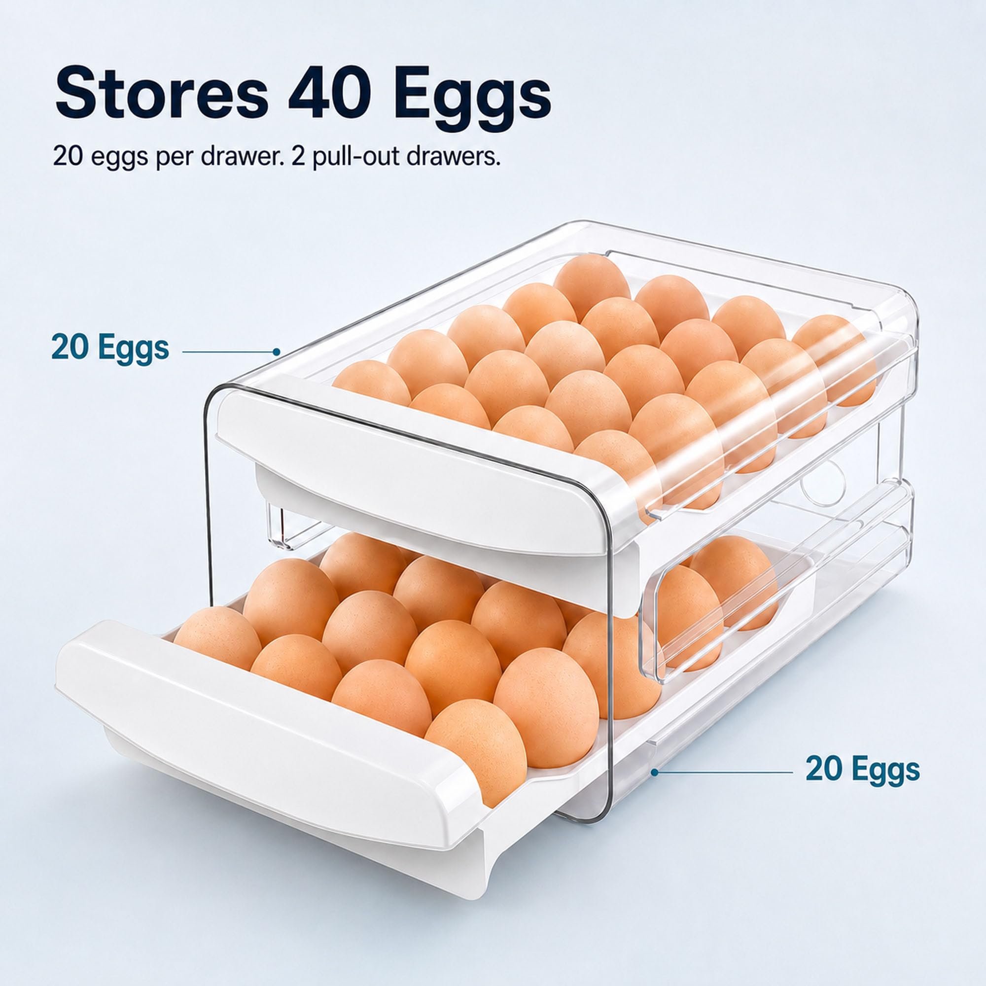 Zagtag Egg Holder for Fridge, 40-Egg Refrigerator Organizer with Drawers - Image 7