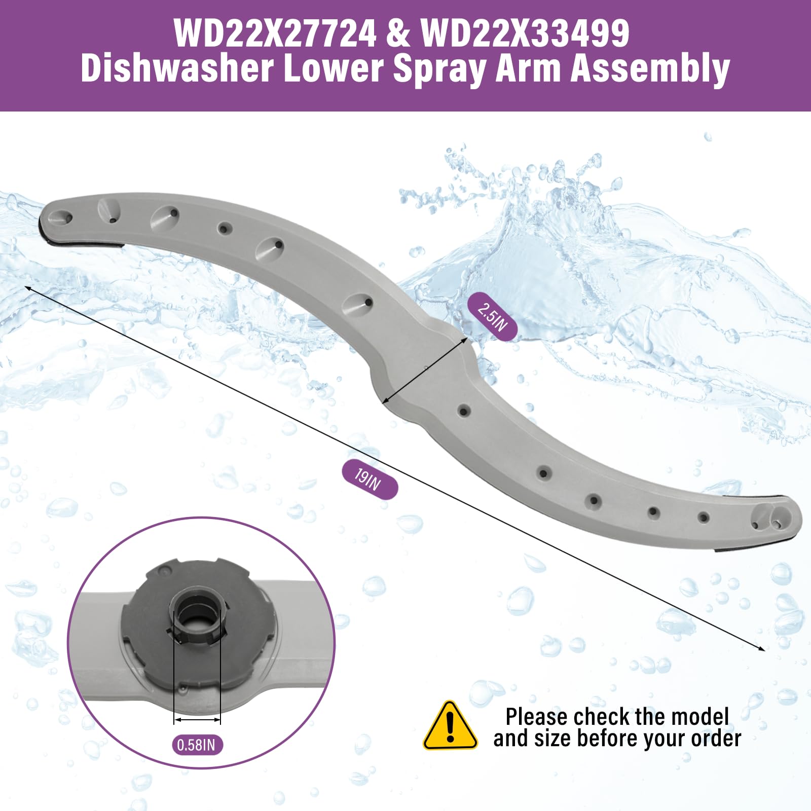 1PCS-WD22X27724 WD22X33499 Dishwasher Lower Spray Arm Assembly Fits for GE Dishwasher Lower Spray Arm - Compatible Replaces AP7014276 WD22X26621 WD22X10091 GDF550PSR3SS GDF540HGD2BB Spray Arm Assembly - Image 4