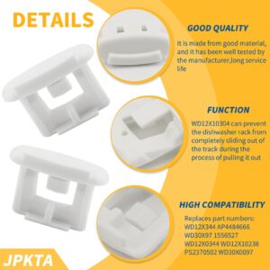 2 Pack WD12X10304 Dishwasher Upper Rack Slide End Cap Stop Clip Replacement Part by JPKTA Compatible with GE Hotpoint Kenmore Dishwashers Top Rack Repalces AP4484666 WD30X97 1556527 WD12X0344