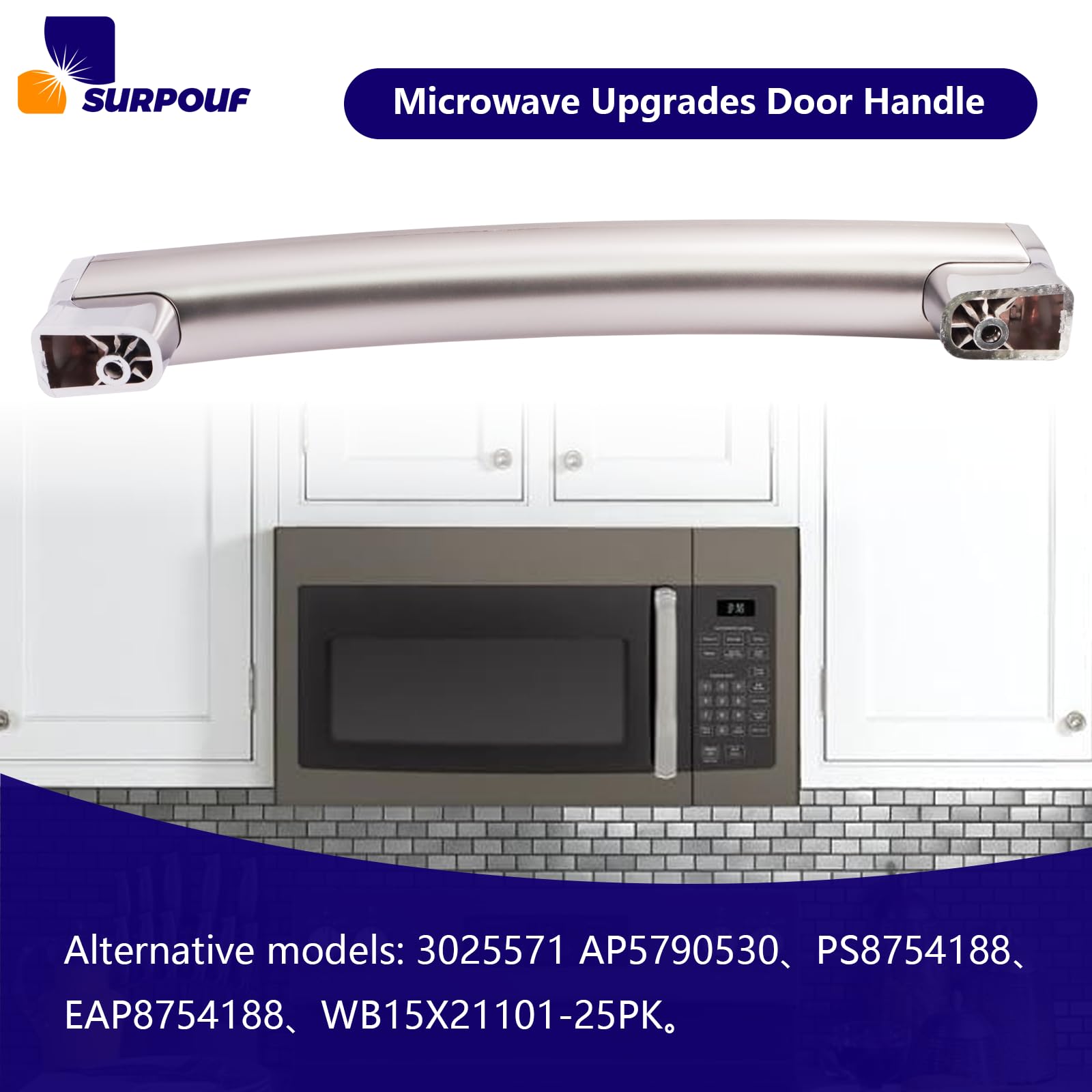 New Upgrade WB15X21101 Microwave Door Handle Compatible with GE Microwave PSA9120SF1SS JNM3163RJ1SS PVM9179SF2SS Replaces 3025571 AP5790530 PS8754188 EAP8754188 - Image 5