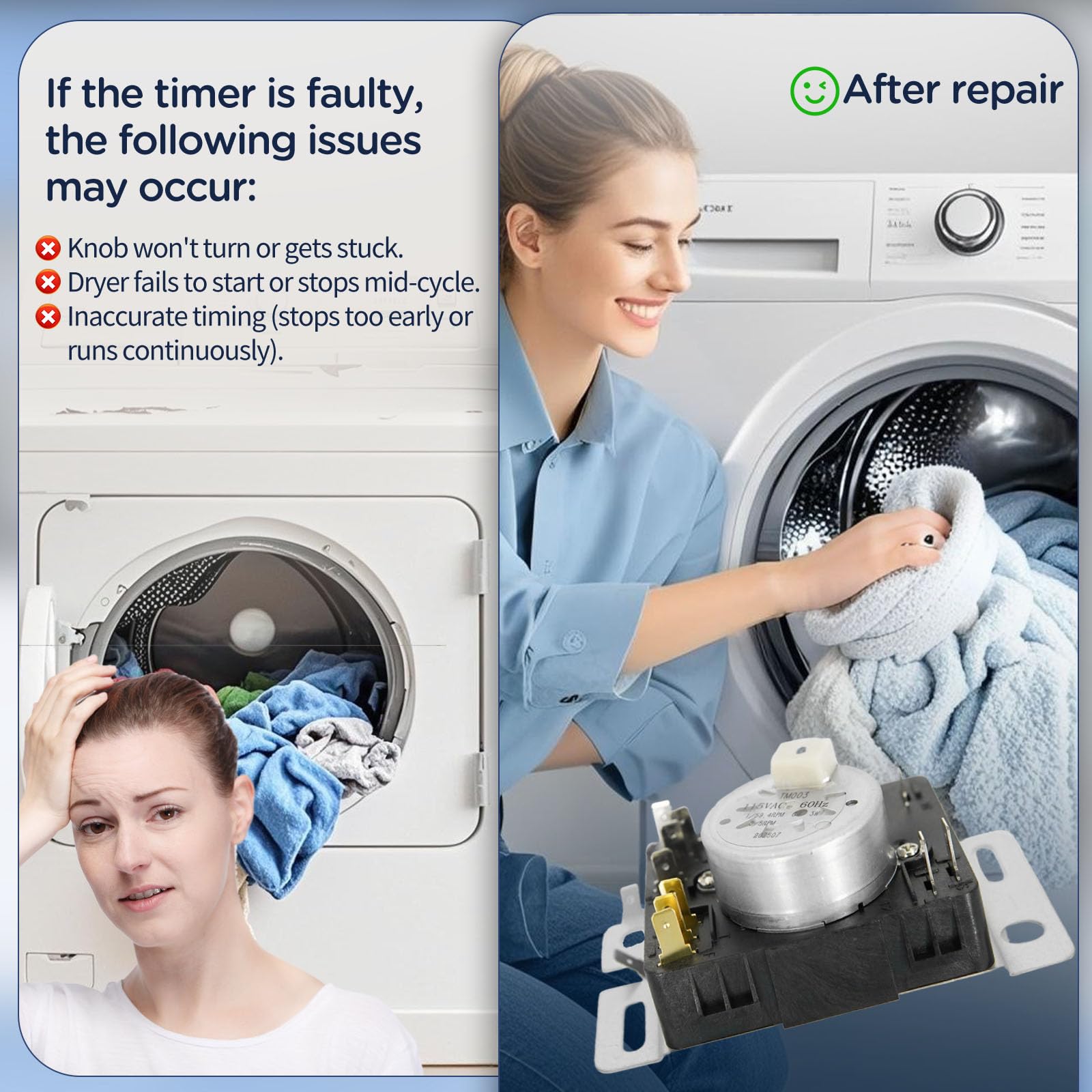 W10642928 WPW10642928 Dryer Timer Compatible with Maytag 7MMGDC400DW1, MEDX655DW1, MGDX655DW0, MGDX655DW2, Replacement for W10642928c, PD00043061, 4448993, AP6023568, PS11756913, EAP11756