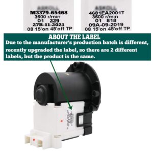 4681EA2001T WM3170CW WM3670HW WM3670HVA Drain Pump OEM fit for LG Kenmore OEM Washer WM3997HW WM3270CW WM3770HVA WM2101HW fit for Kenmore Elite 796403119 796410733 796412722 AP5328388 prime&swift