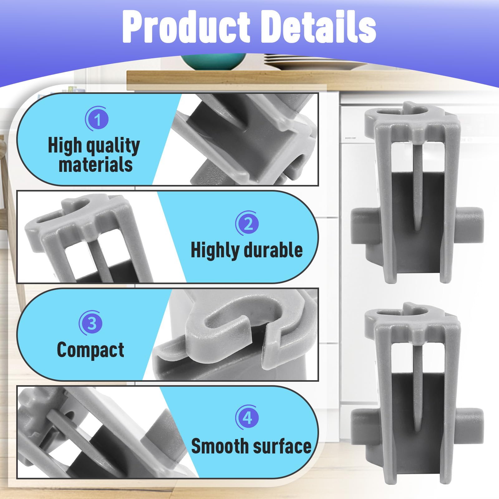 2PCS MEG64438801 Dishwasher Rack Fixing Clips Compatible with LG Rack Parts - Image 3