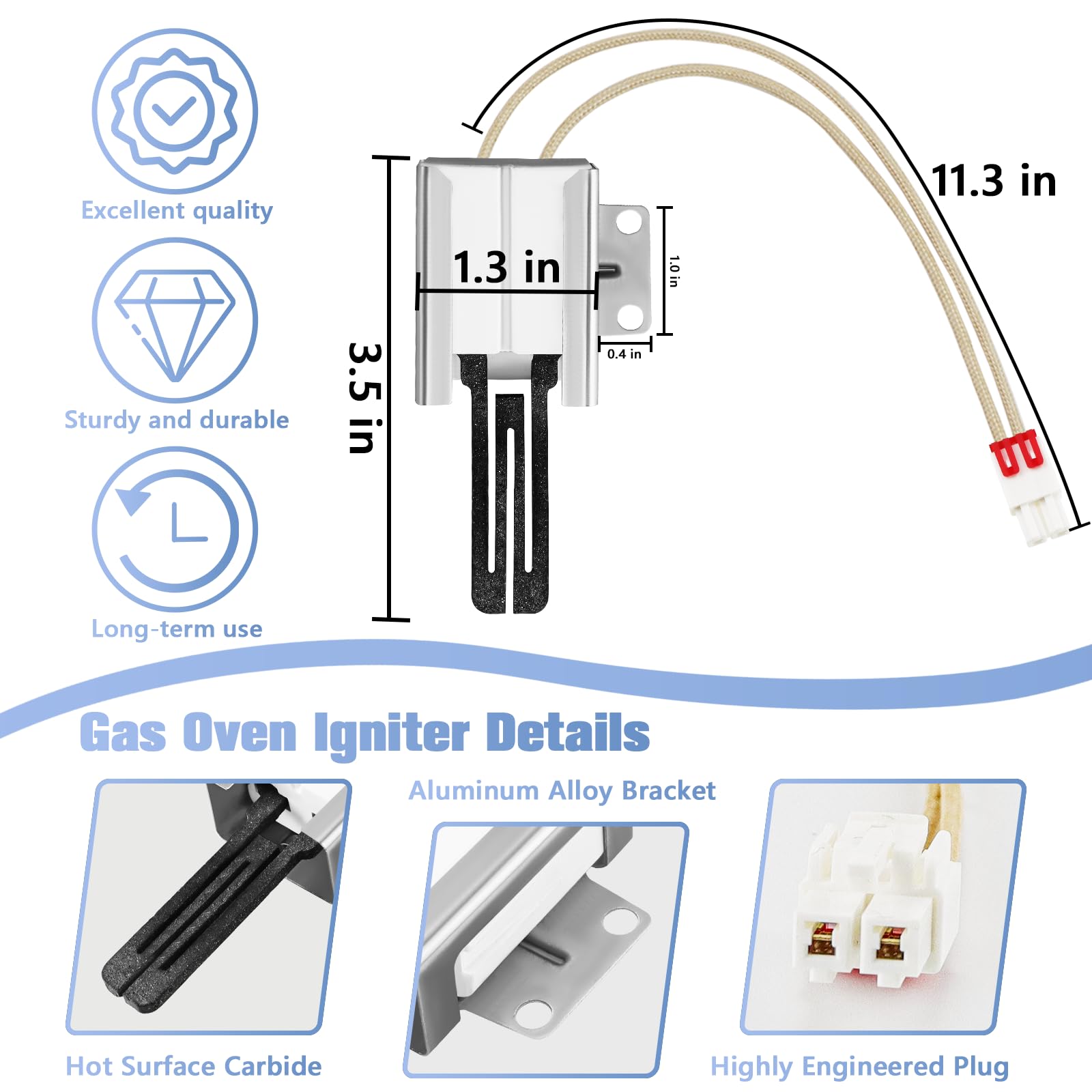 [New Upgrade] MEE61841403 MEE61841401 Gas Range Oven Igniter, Fit for L-G Oven Igniter Replacement(LRG, LSS, LDG, LSG, LTG), Replaces MEE61841401 MEE63084901 Range Oven Burner Ignitor, By BOGDA