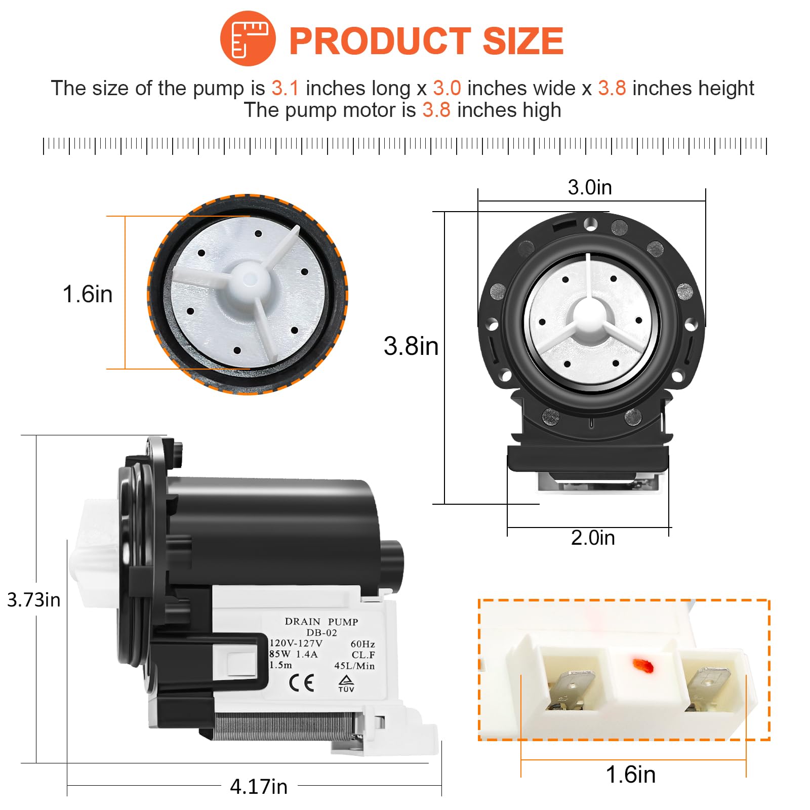 【𝟮𝟬𝟮𝟲 𝗨𝗽𝗴𝗿𝗮𝗱𝗲𝗱】4681EA2001T Washer Drain Pump Motor Replace for Kenmore&LG Washer Replacement AP5328388 4681EA1007G for Drain Pump Washing Machine WM2101HW WM3270CW WM3431HS