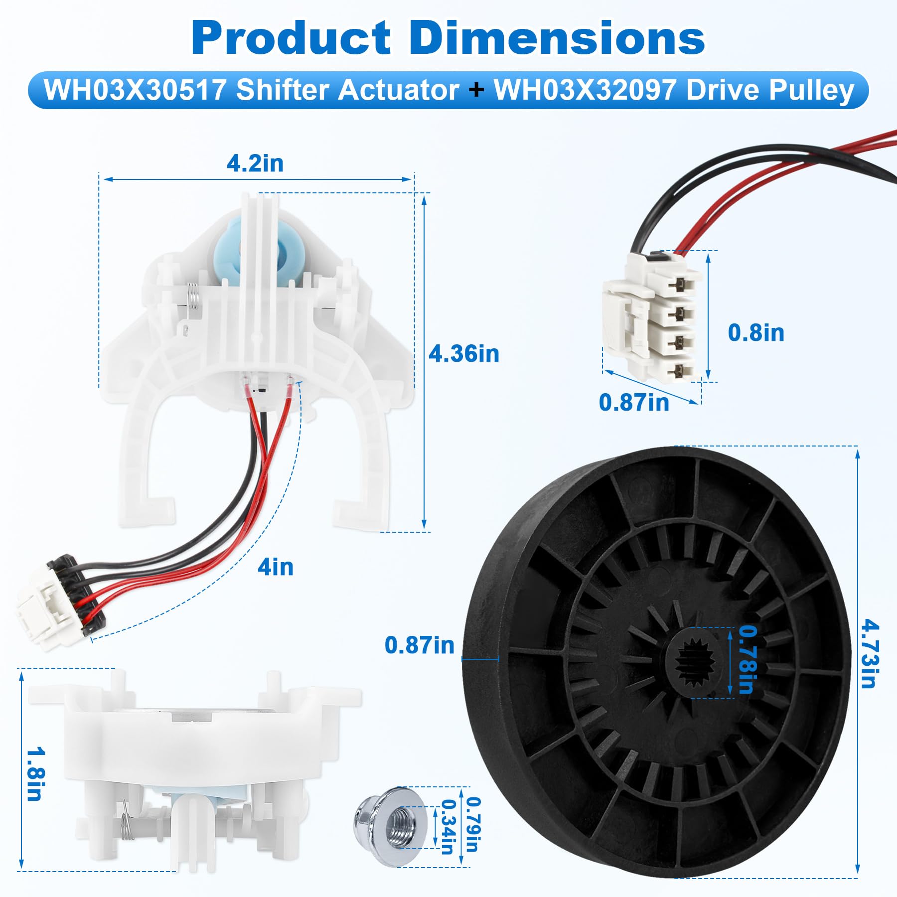 WH03X32097 Transmission Pulley WH03X30517 Washer Shift Actuator Fit for GE - Image 3