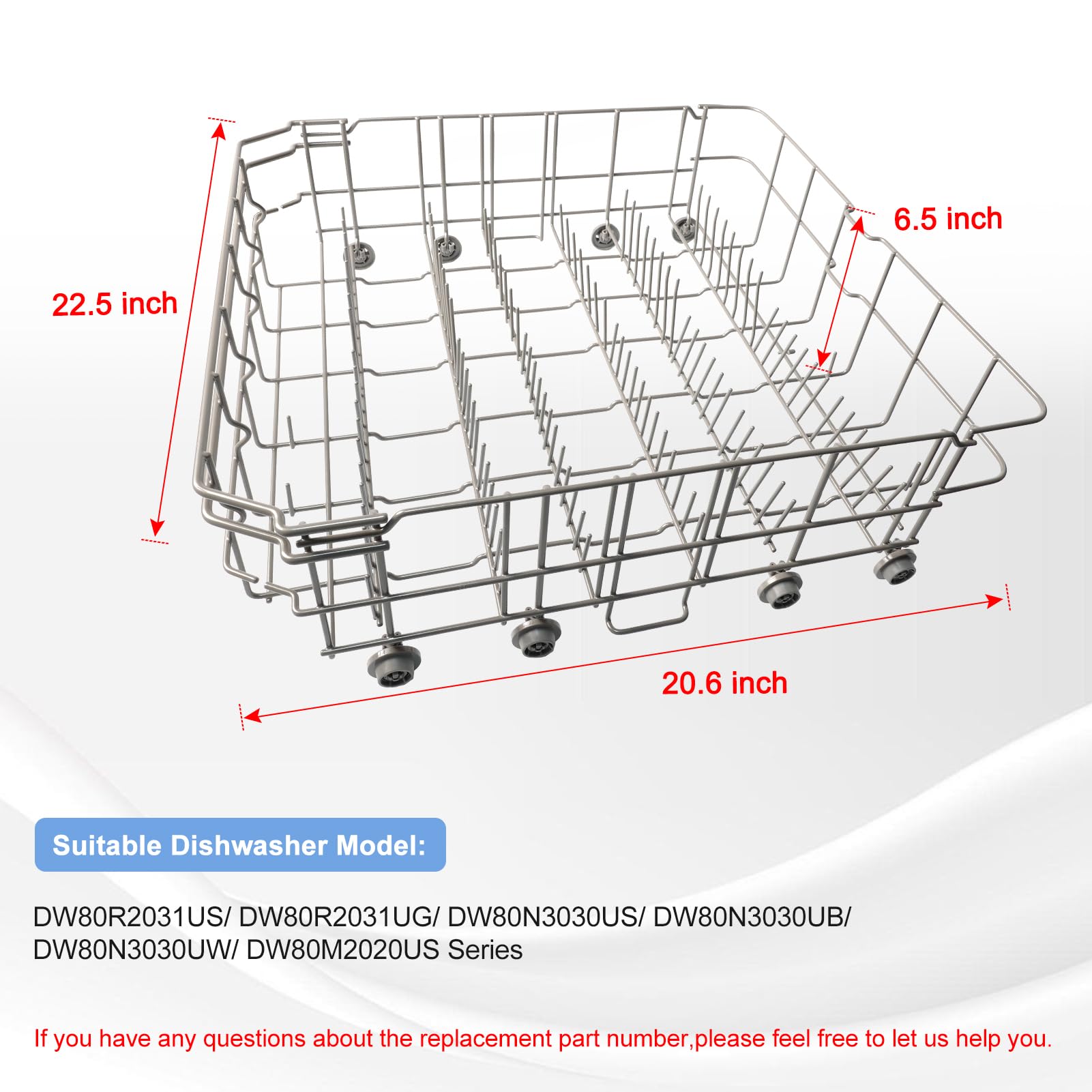 【2026 UPGRADED】DD82-01384A Dishwasher Lower Rack Replacement Parts Fit for Samsung Dishwaher DW80R2031US, DW80R2031UG, DW80N3030US, DW80N3030UB, DW80N3030UW, DW80M2020US, DW80CG4021SR, DW80CG4051SR - Image 4
