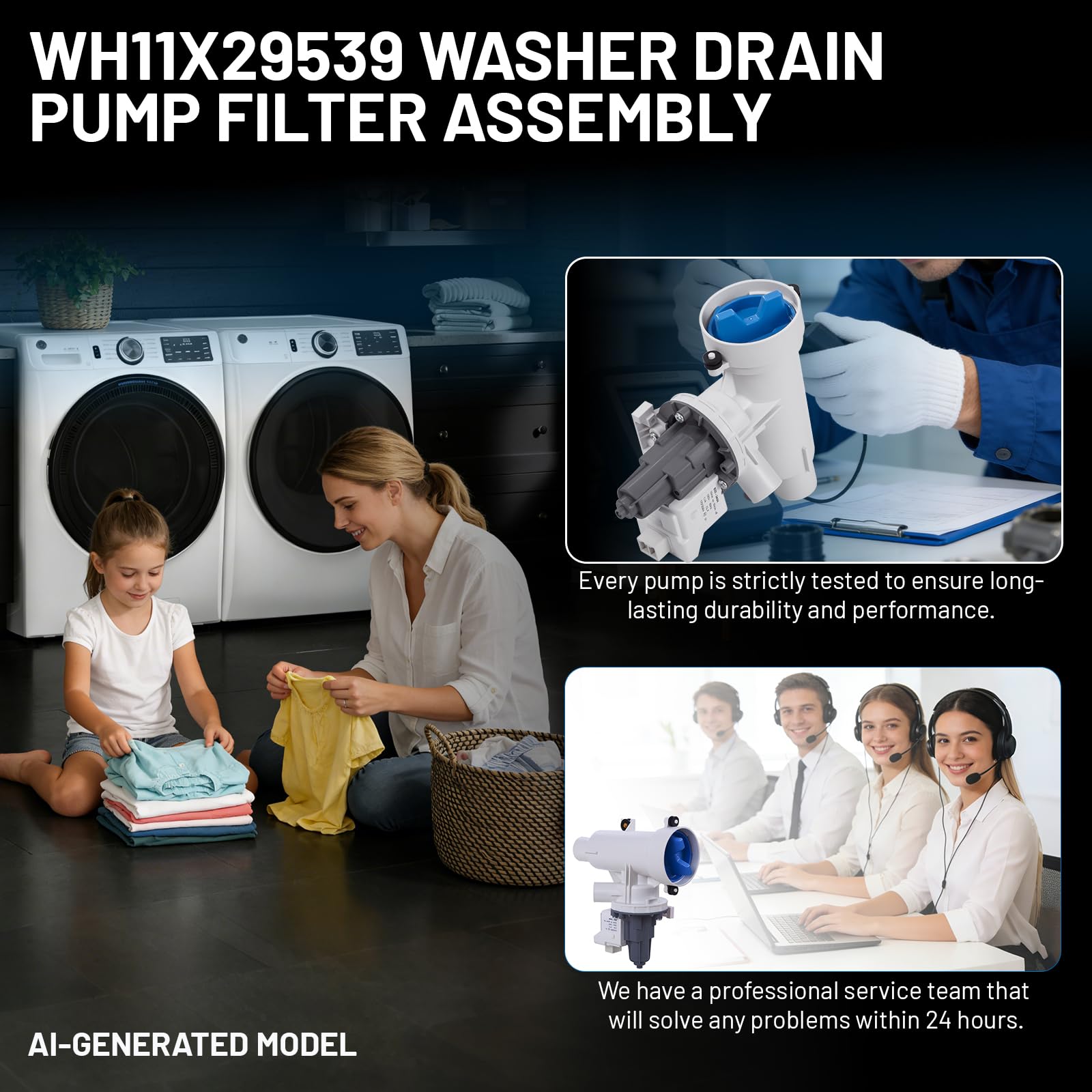 WH11X39237 WH11X29539 Washer Drain Pump for GE GFW550SSN0WW GFW850SPN2RS - Image 3