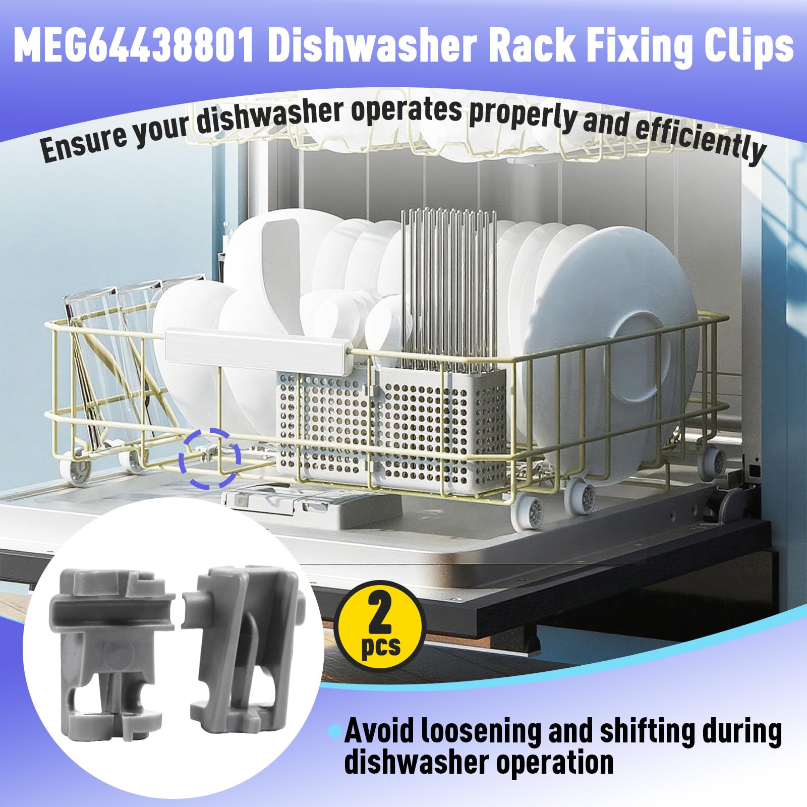 2PCS MEG64438801 Dishwasher Rack Fixing Clips Compatible with LG Rack Parts