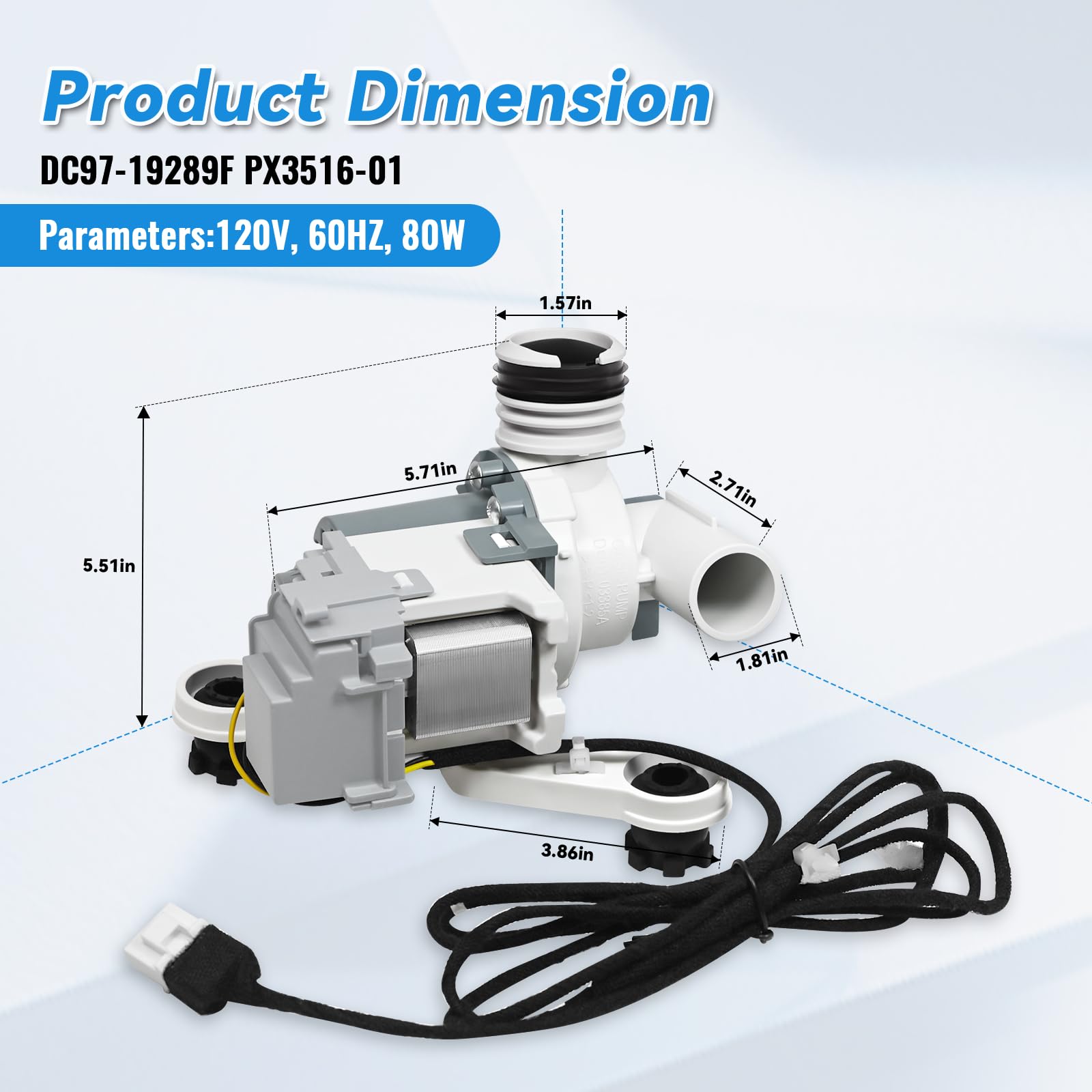 DC97-19289F DC97-19289B PX3516-01 DC97-19289A Washer Drain Pump Assembly