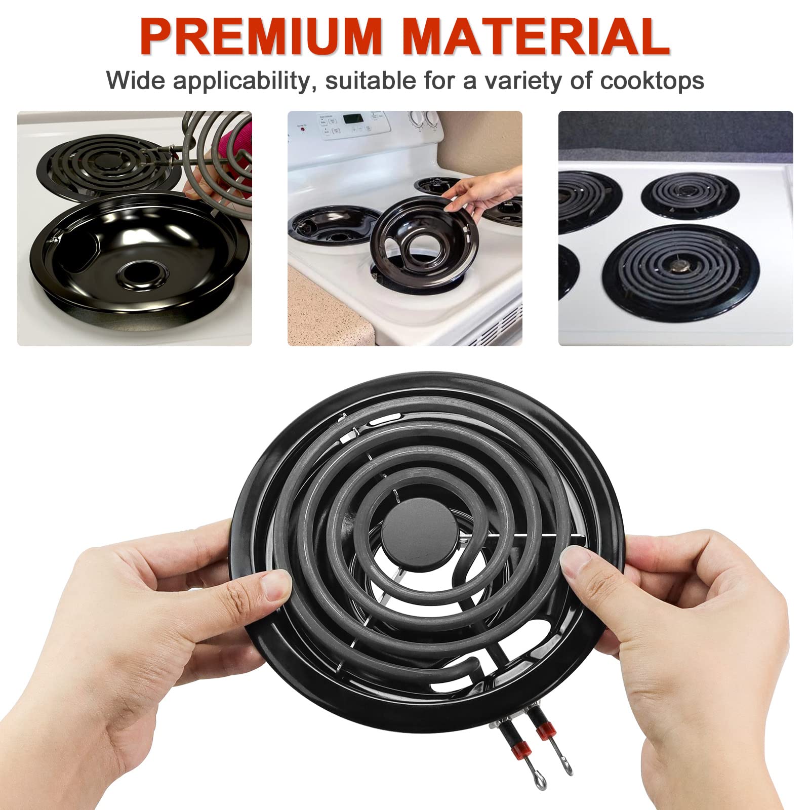 AMI PARTS W10290350 W10290353 Black Porcelain Burner Drip Pans