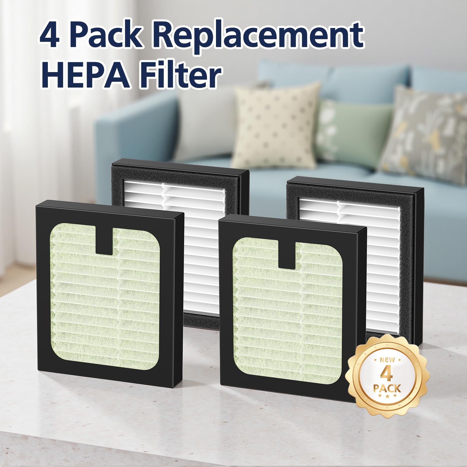 4 Pack HEPA Filter Replacement for Baby Brezza Baby Bottle Washer Pro - Image 3