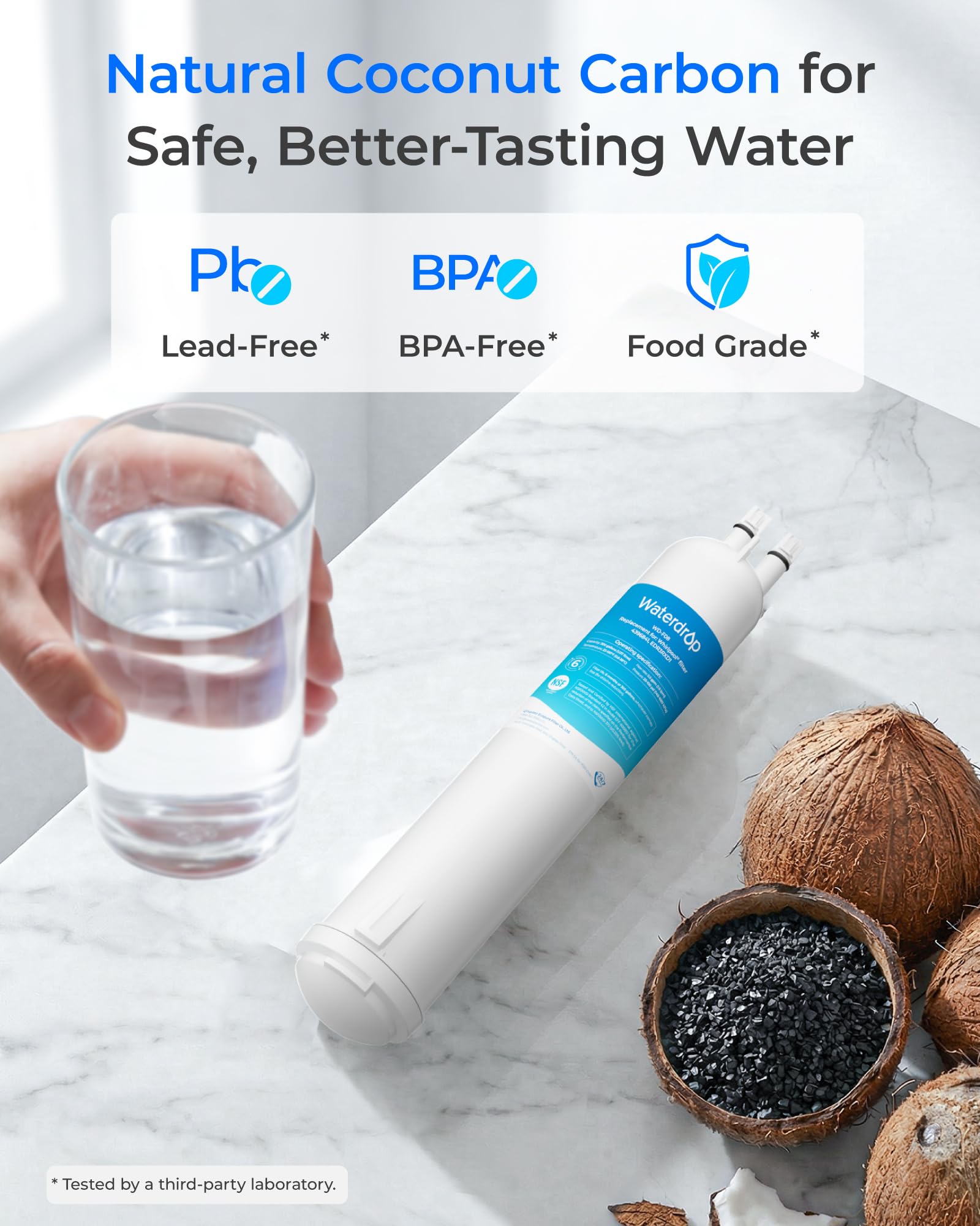 Waterdrop EDR3RXD1 Replacement for Everydrop® Filter 3, 4396841, 4396710, Kenmore® 46-9083, 46-9030, WD-F08 Refrigerator Water Filter, 3 Filters