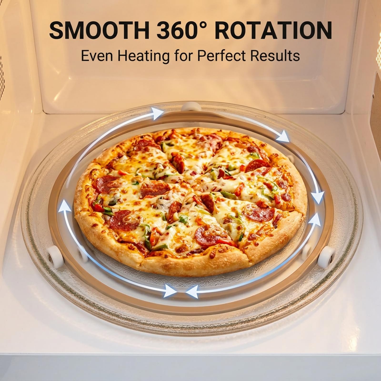 Microwave Turntable Ring Replacement 8.7 Inch,Spinner Ring with 3 Smooth Rollers for Glass Plate Support,Universal Microwave Oven Spinner Parts