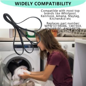 𝟐𝟎𝟐𝟔 𝐍𝐄𝐖 W10198086 Dryer Drum Drive Belt Compatible with Maytag Whirlpool Dryer - Replaces Part for WPW10198086, 1481904, AP4369191, AH2348726, EA2348726, PS2348726