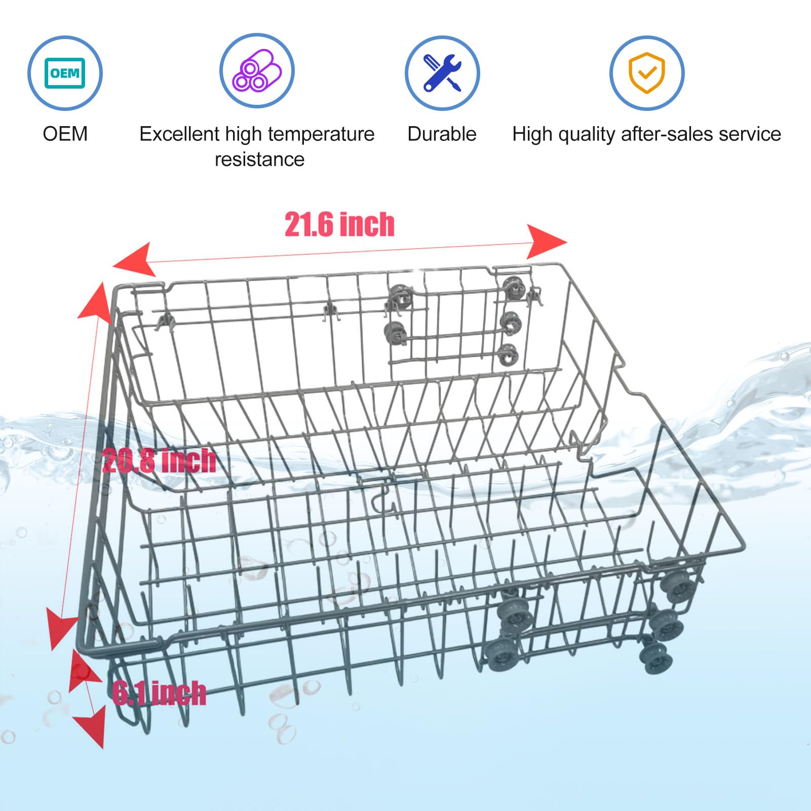 DD82-01385B A/S Middle Dishwasher Rack Replacement for Samsung DW80R2031US, DW80R2031UG, DW80N3030US, DW80N3030UB, DW80N3030UW, DW80M2020US Series– 21.6”x20.8” Upper/Center Dishrack Assembly