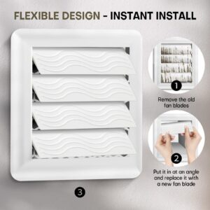 4-Pack White Dryer Vent Cover Replacement, Exterior Exhaust Vent Flaps