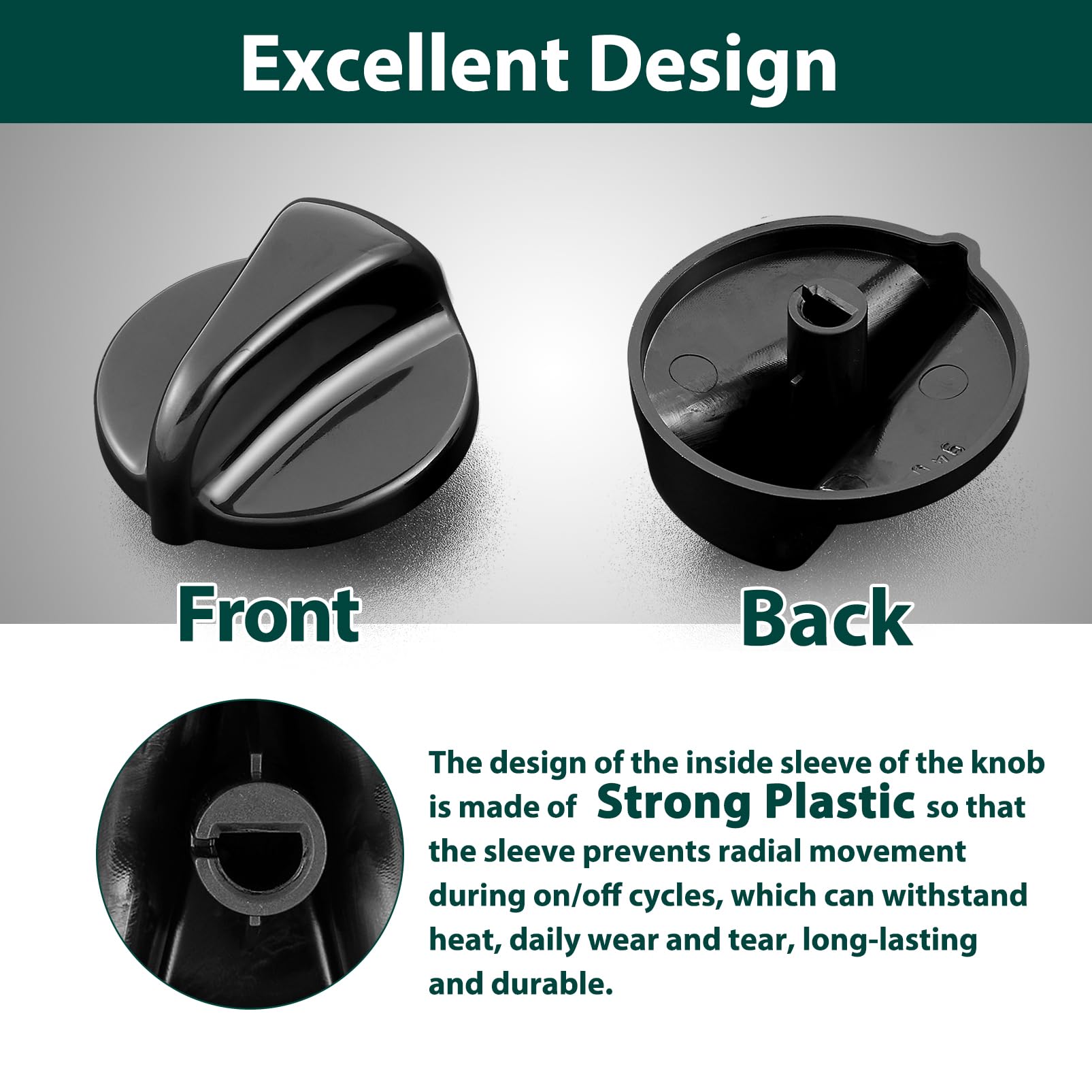 WB03K10035 Stove Knobs Cooktop Replacement Parts for GE Range Cooktop Oven Knob Black Plastic GE Hotpoint General Electric Burner Control XL44 Stove Knob KIP 5963 183d5598 Stove Top Knobs 4 Pcs