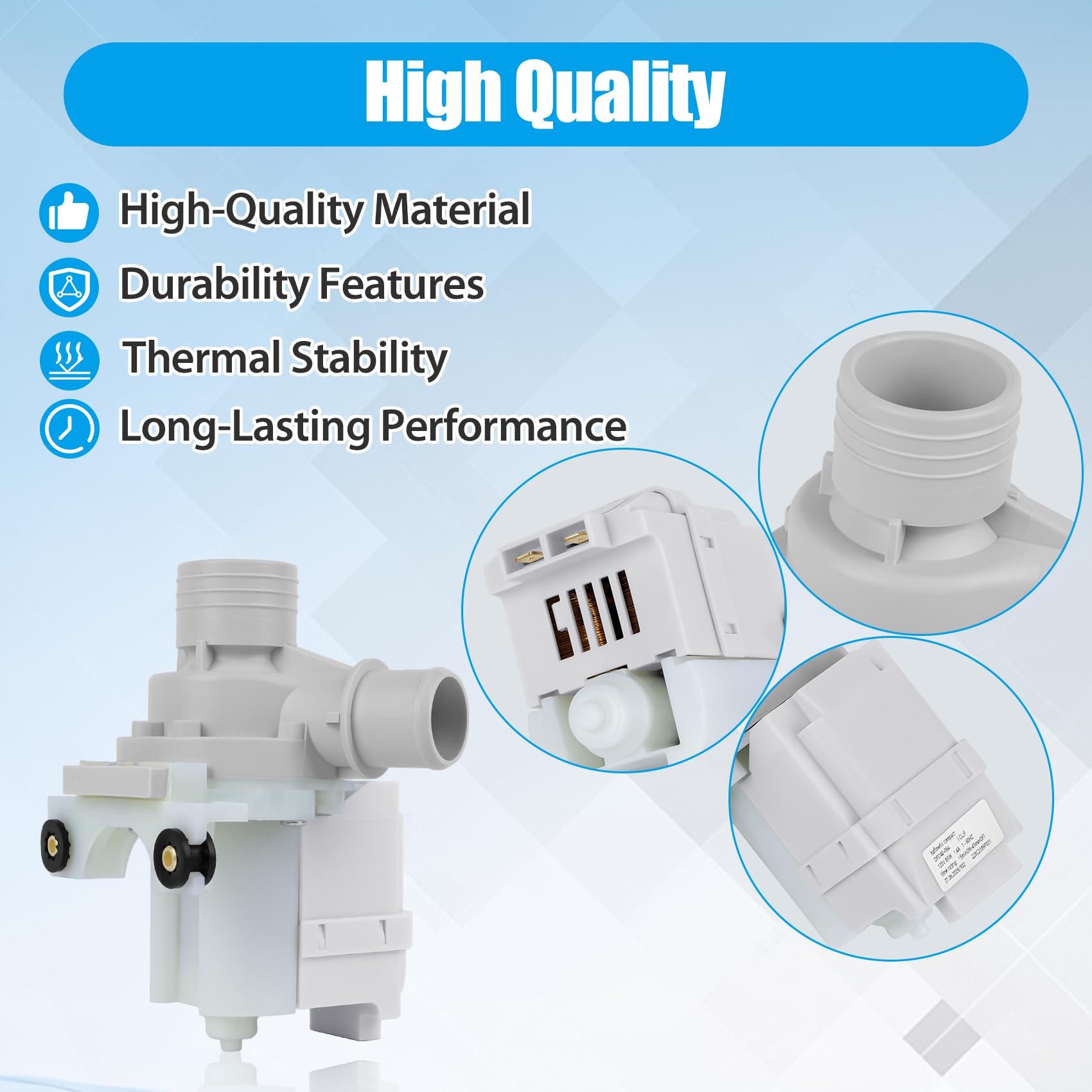 WH23X10040 DP040-064 Washer Drain Pump Compatible with GE Kenmore Washers, 228C2389P001 PS3501453 AP5306354 Washer Drain Pump Replacement Parts for GE GUD27ESSM1WW GUD27ESSJ1WW GUD27GSSM2WW
