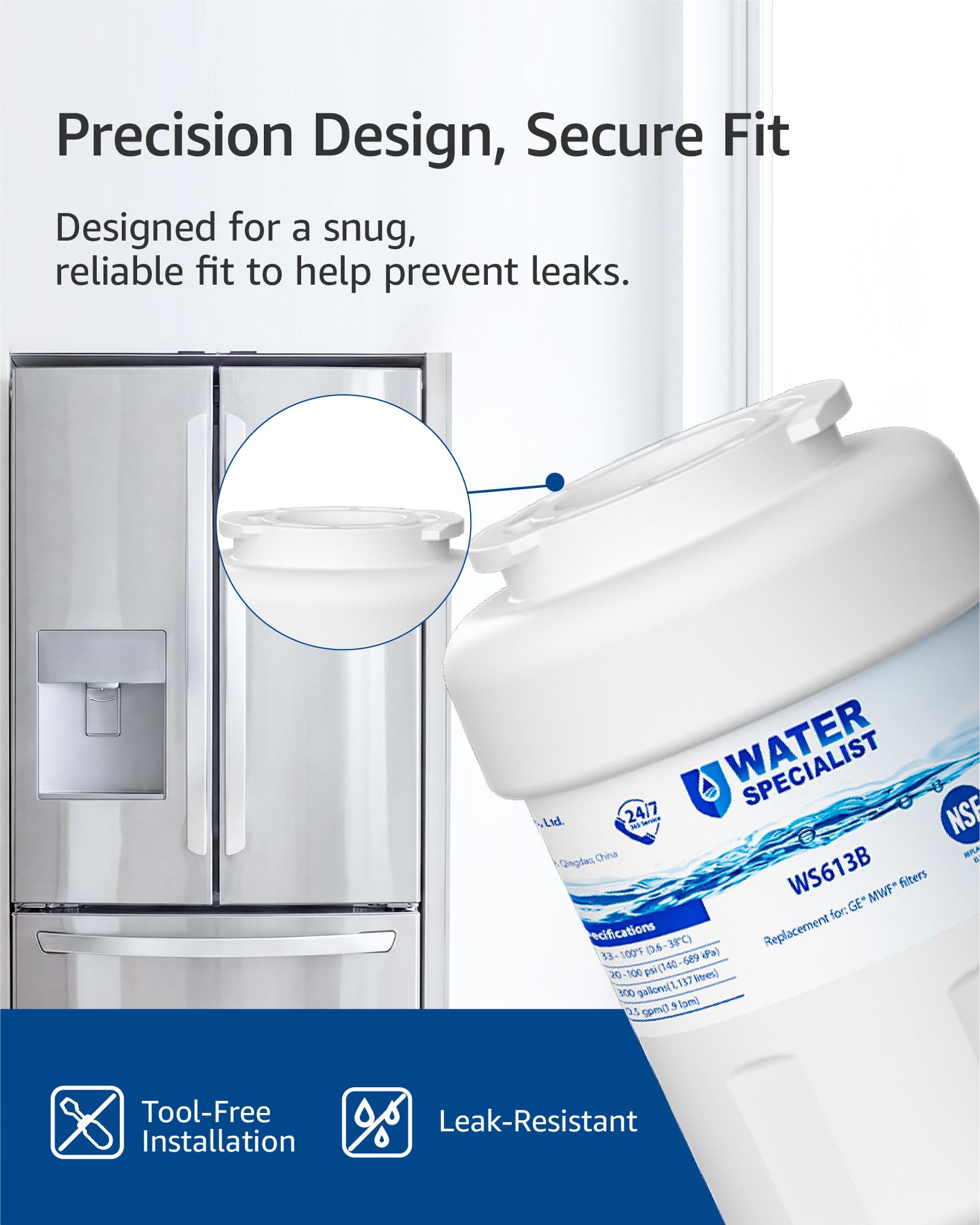 Waterspecialist WS613B Water Filter, Replacement for GE® MWF®, 3 Pack