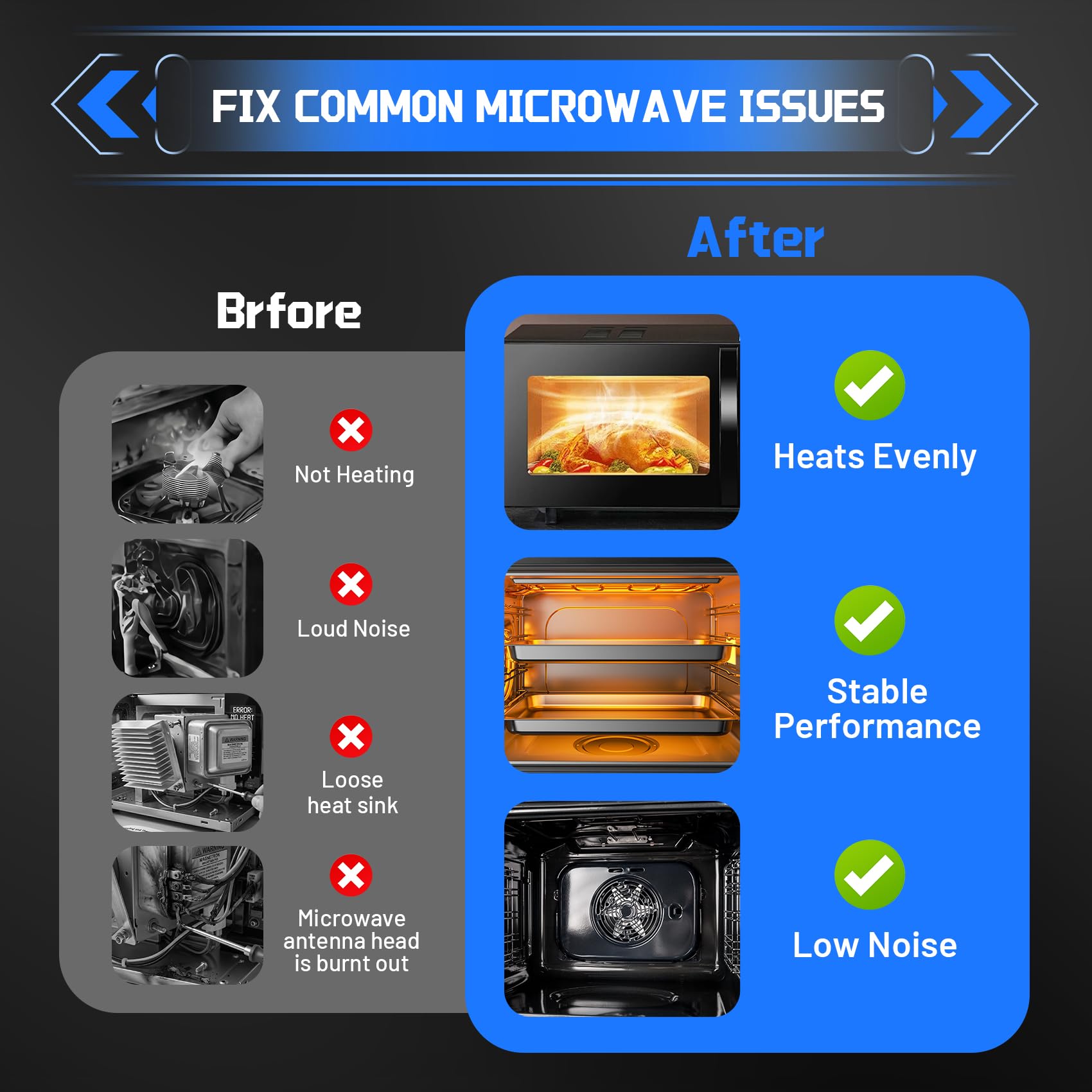 OM75P-21-ESGN Microwave Magnetron Compatible with Samsung Microwave ME SMH Series, Magnetron Replaces Following Parts OM75P-21-ESGN, AP4502427, PS4251316,Passed OEM Test