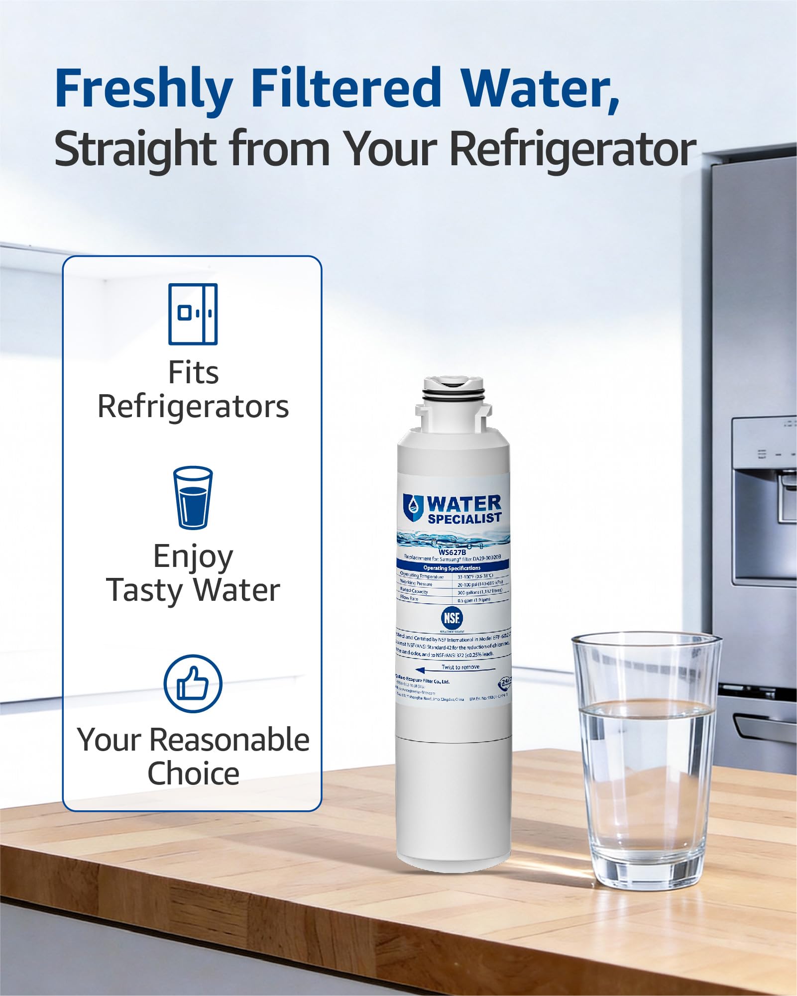 Waterspecialist Water Filter Replacement for Samsung® DA29-00020B, 3 Pack