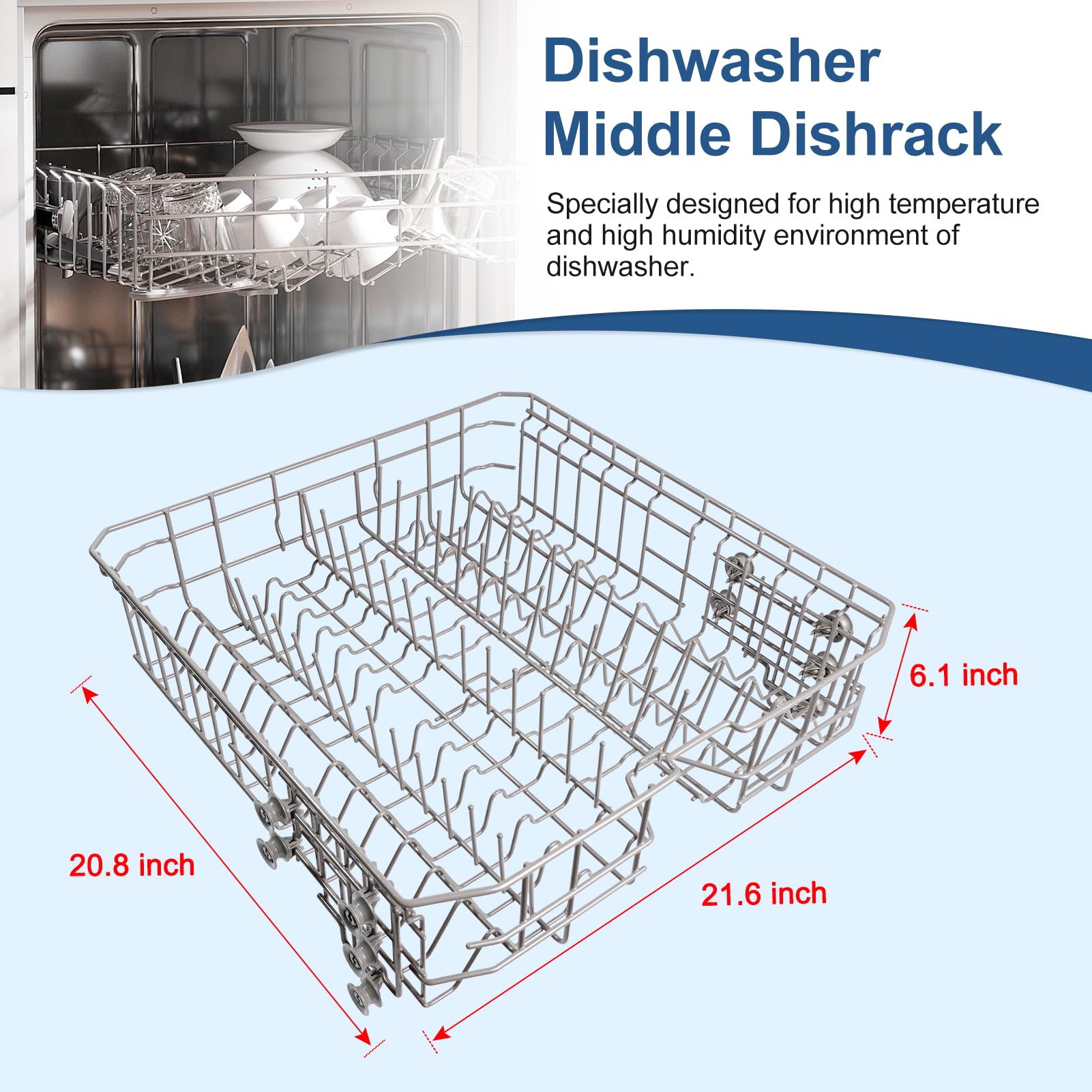 【2026 UPGRADED】DD82-01385A DD82-01385B Dishwasher Upper Rack Replacement Parts Fit for Samsung Dishwaher DW80R2031US, DW80R2031UG, DW80N3030US, DW80N3030UB, DW80N3030UW, DW80M2020US - Image 3