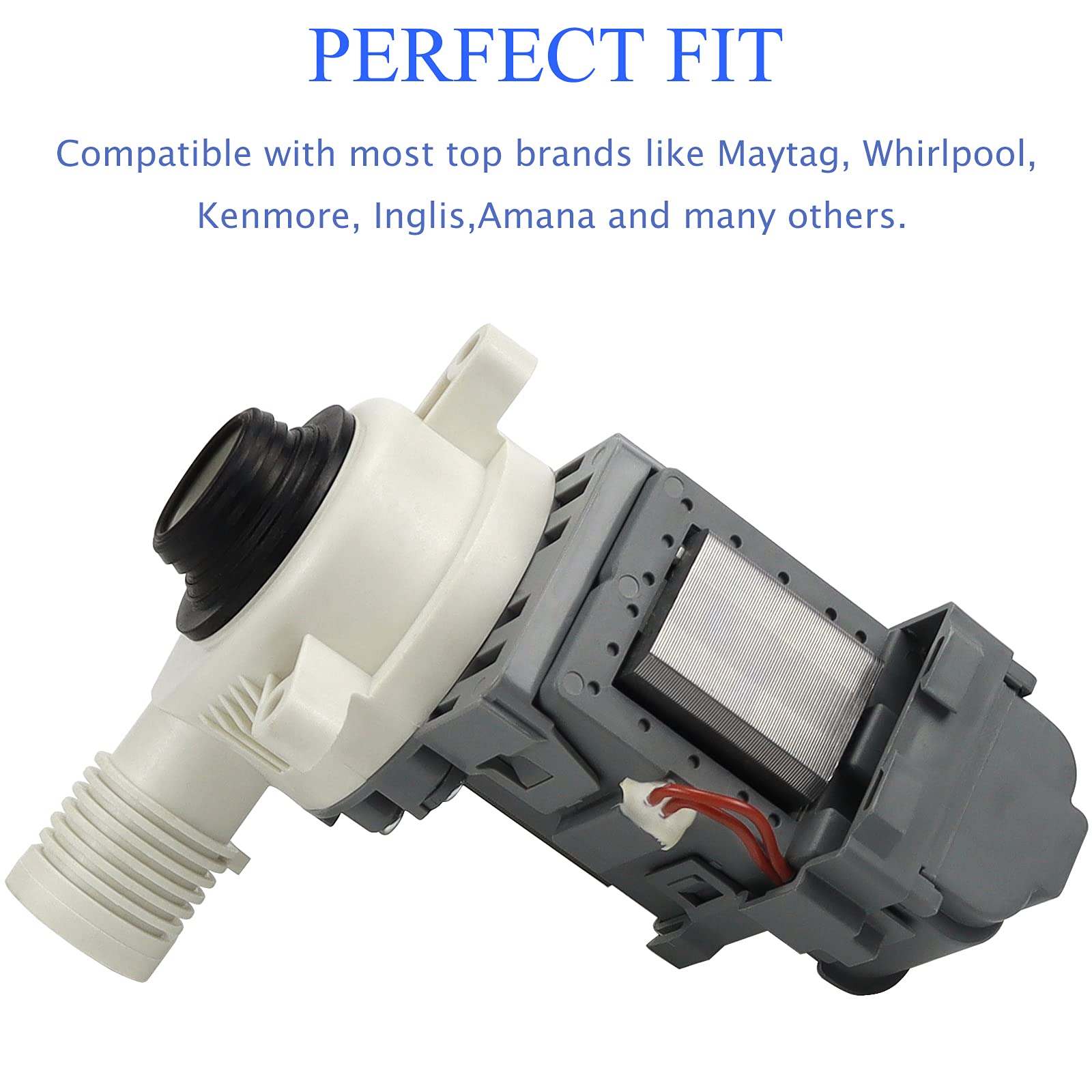 W10276397 Washer Drain Pump for Whirlpool Kenmore Mayt-ag Washing Machine-Replaces WPW10276397VP B40-3A 1874334 AP6018417 LP397（10 Years WARRANTY）