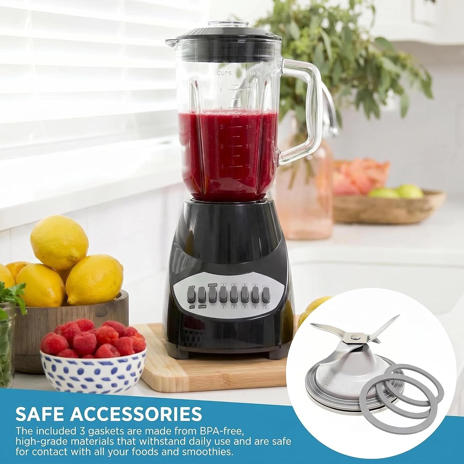 for Black & Decker Blender Replacement Parts Stainless Steel Blender Blade Compatible Blenders BL2020S BL2010WP BL2010BPA with Jar Base Cap and 3 Rubber O Ring Seal Gasket Accessory Refresh Kit - Image 5
