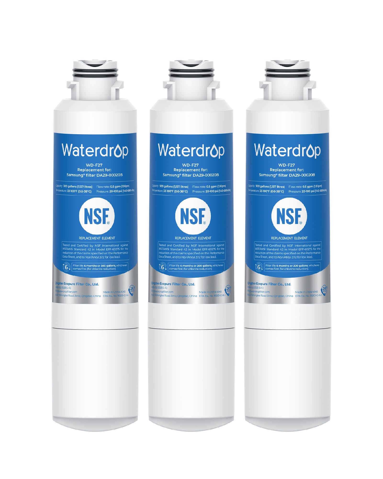Waterdrop Water Filter, Replacement for Samsung® HAF-CIN/EXP, 3 Pack