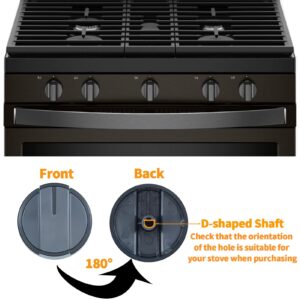 atgestore Upgraded W10339442 Stove Knobs Replacement for Whirlpool Stove Parts WPW10339442 Burner Knob WFG320M0BW2 WFG505M0BS0 Whirlpool Gas Range Parts Oven Cooktop Burner Control Knobs Black