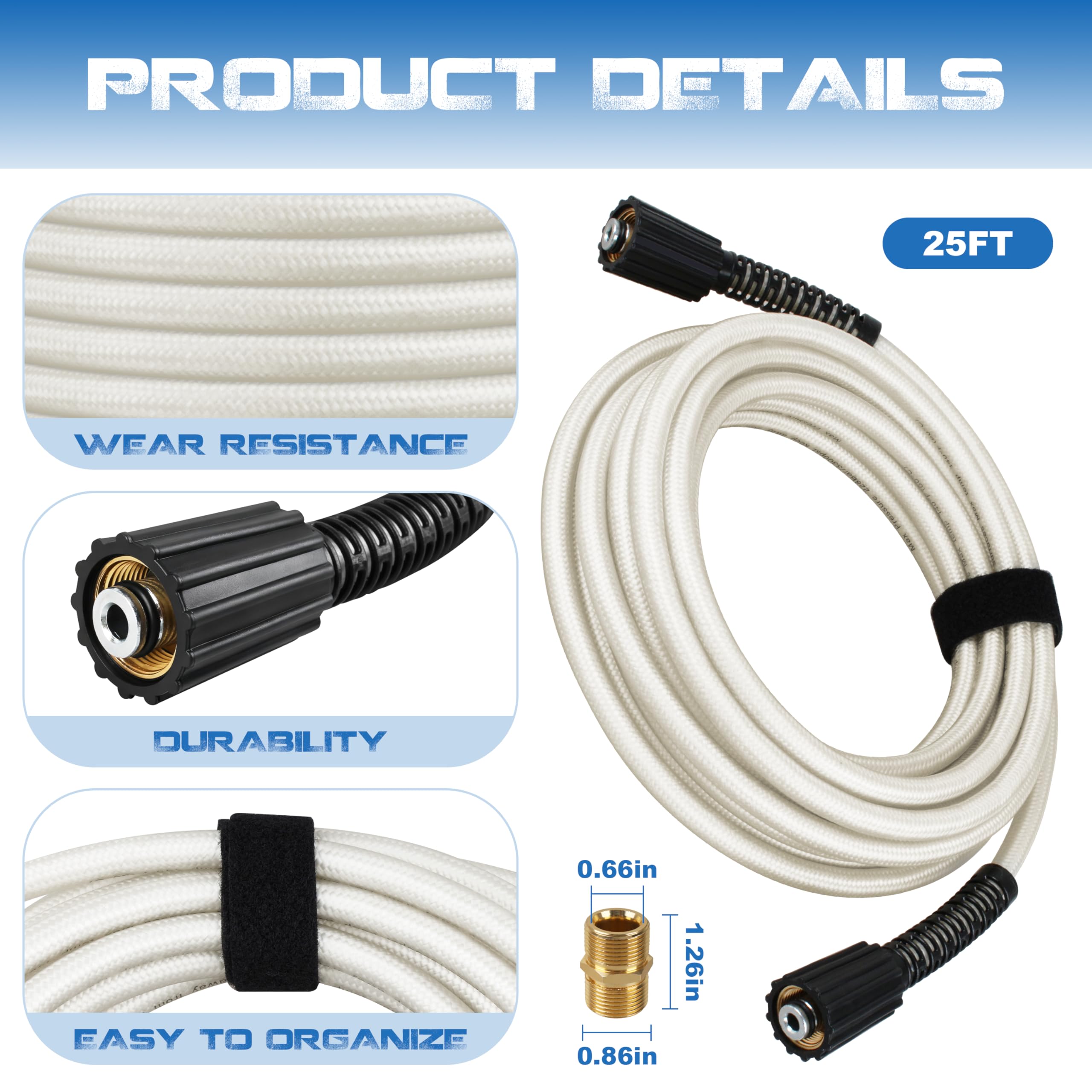 25FT Pressure Washer Hose for Ryobi Power Washer Hose - Image 5
