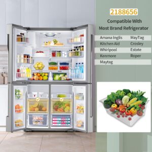 2188656 Fridge Crisper Drawer (Upper),2188656 Crisper Bin, compatible with Whirlpool Refrigerator,Fridge Drawers,Kenmore Refrigerator Parts,Whirlpool Shelf Replacement- WP2188656