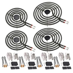 【2026 UPGRADED】MP22YA Electric Range Burner Element Unit Set(2 pcs MP15YA 6" & 2 pcs MP21YA 8") with 4 Pack 330031 Surface Element Receptacle Kit for Whirlpool Ken-more Ranges/Stoves by Beaquicy