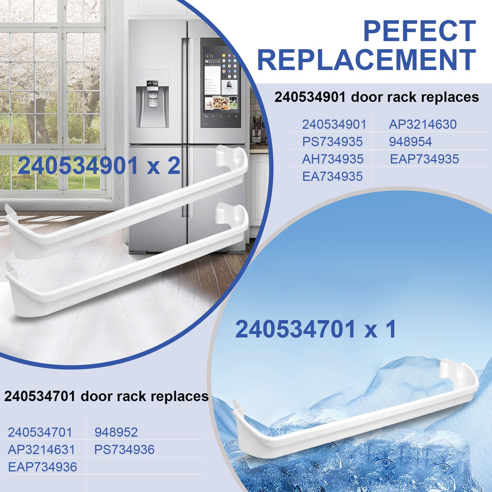 UPGRADED 240534701 x1 & 240534901 x2 Refrigerator Door Shelf Retainer Bar - Image 7