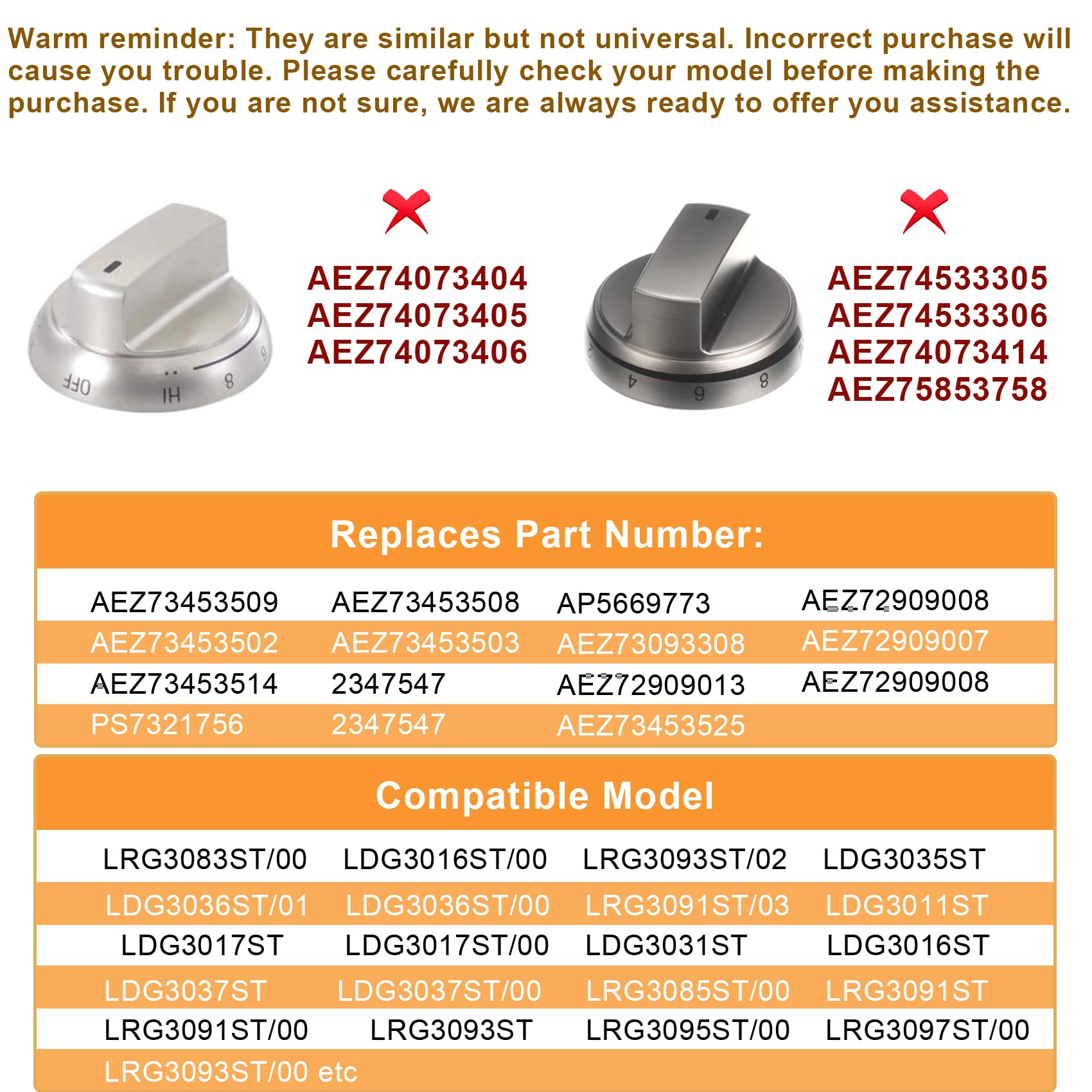 Azdele AEZ73453509 Stove knobs Replacements for Gas Range/Oven LRG3095ST LRG3091ST LRG3093ST LRG3035ST LDG3036ST,Replaces AEZ72909008 AP5669773 Knobs, 3 Ye-ars Warr-anty
