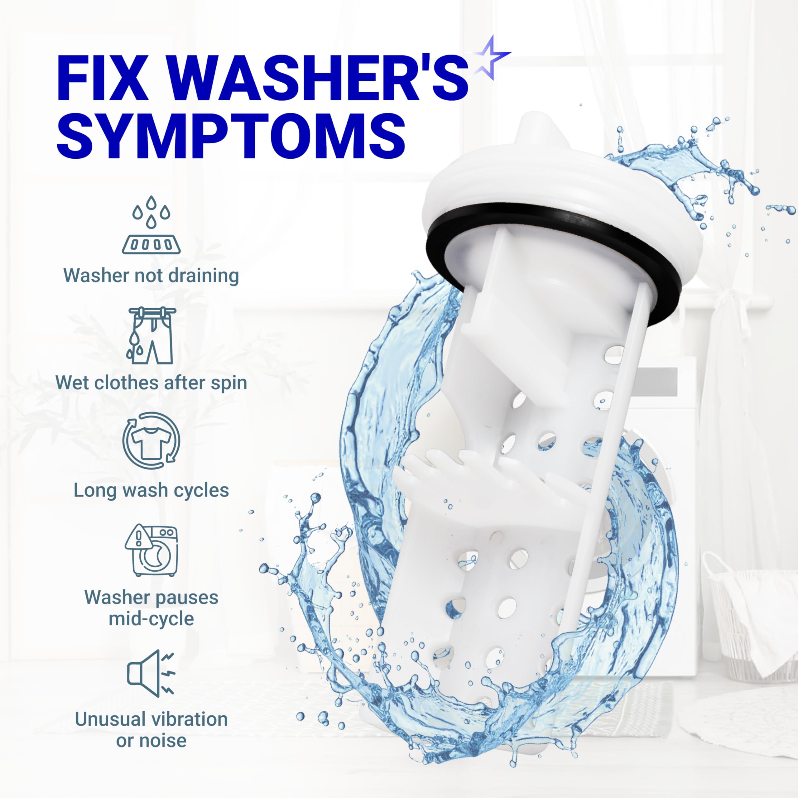 WH11X34741 Washer Drain Pump Filter for GE by BlueStars - Replaces WH23X10029 WH23X10027 AP7205454 4977949 PS16874133 EAP16874133 - Washing Machine Water Filter Replacement - Image 4