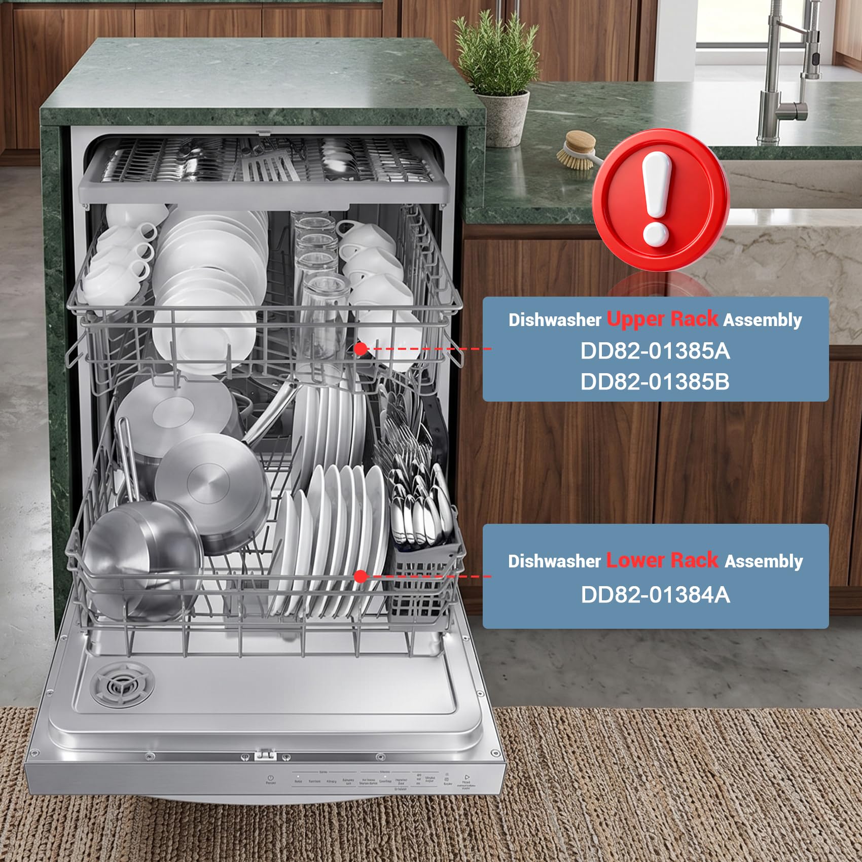 DW80R2031US/DW80M2020US Lower Rack Compatible with Samsung Dishwashers - Image 3