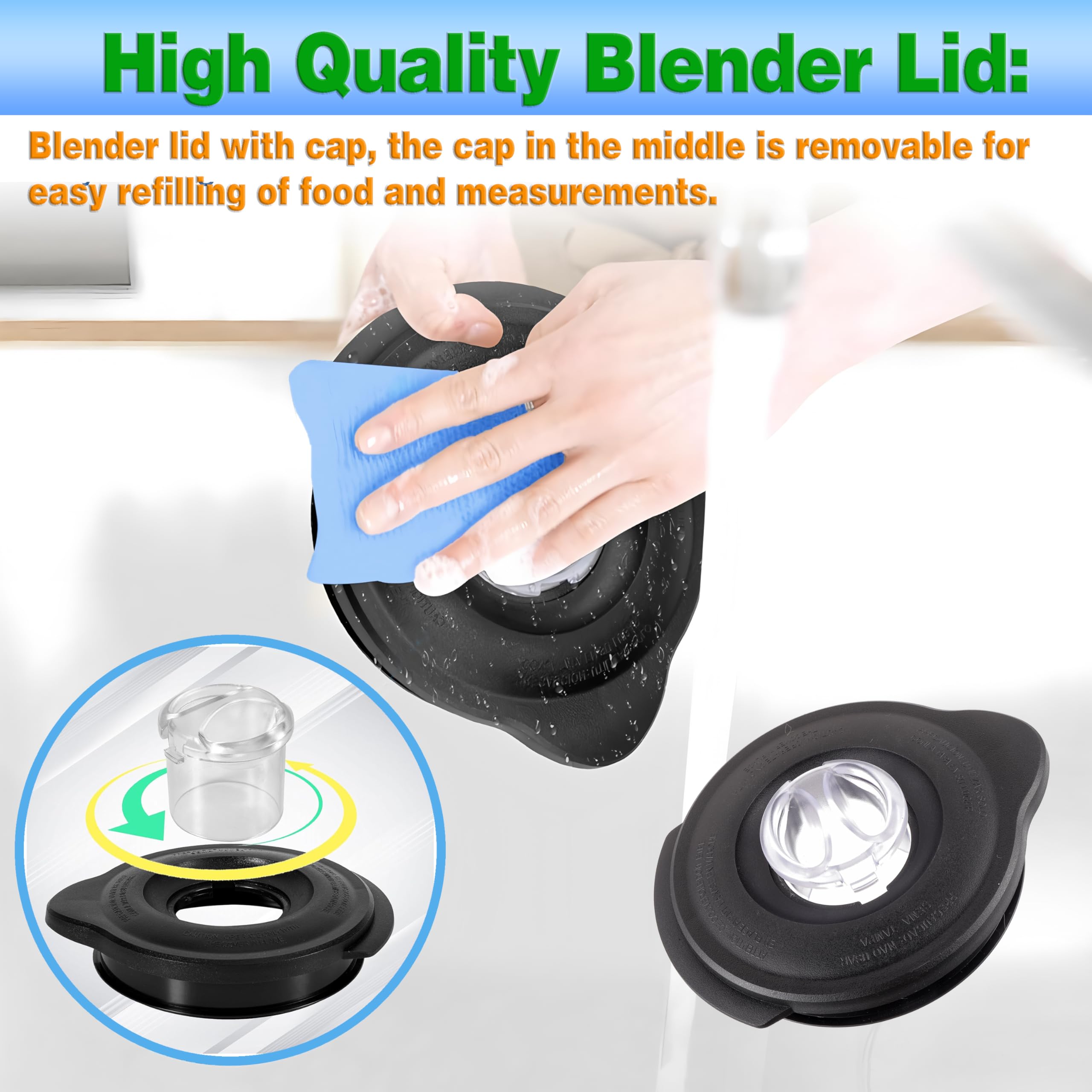 Oster Blender Covers and Lids Replacement Parts for Pro 1200/Osterizer Classic Series - 6 Cup Blender Safety Glass Jar Cover Compatible with Jars 124461-000-000/178891-000-000 and BLSTMB-CBG/CBF/BBG - Image 6