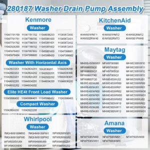 NEW 280187 8181684 Front Load Clothes Washer Drain Pump Filter Assembly Compatible with Whirlpool Duet Maytag Epic Kenmore HE Front Load Washers-(Installation instructions included)