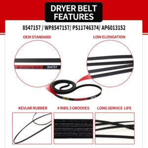 8547157 Dryer Drum Belt OEM Size 95.2 inches for Whirlpool & Kenmore Dryers - Replaces WP8547157 PS11746374 AP6013152 Fits Models (7MW, WED, WGD, YWE)