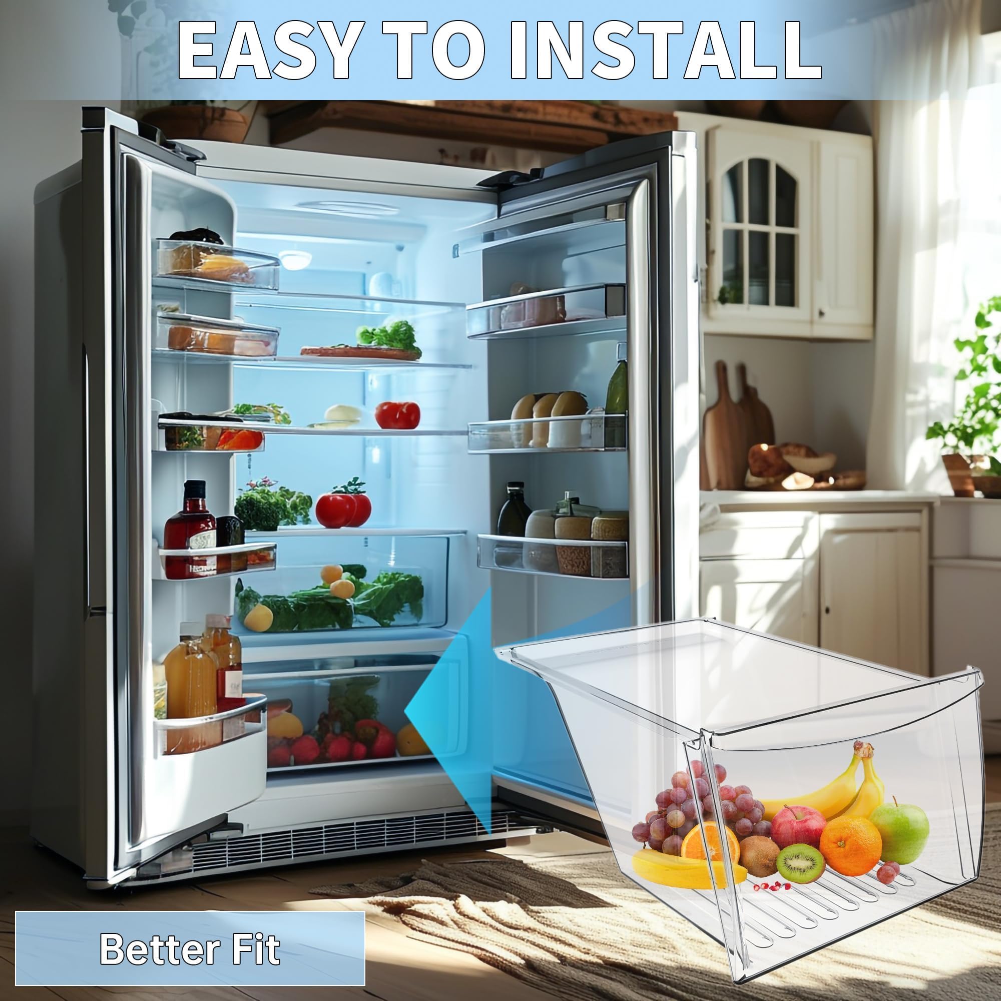 HECASA 240337103 240337102 Refrigerator Crisper Drawer Pan Replacement For - Image 5