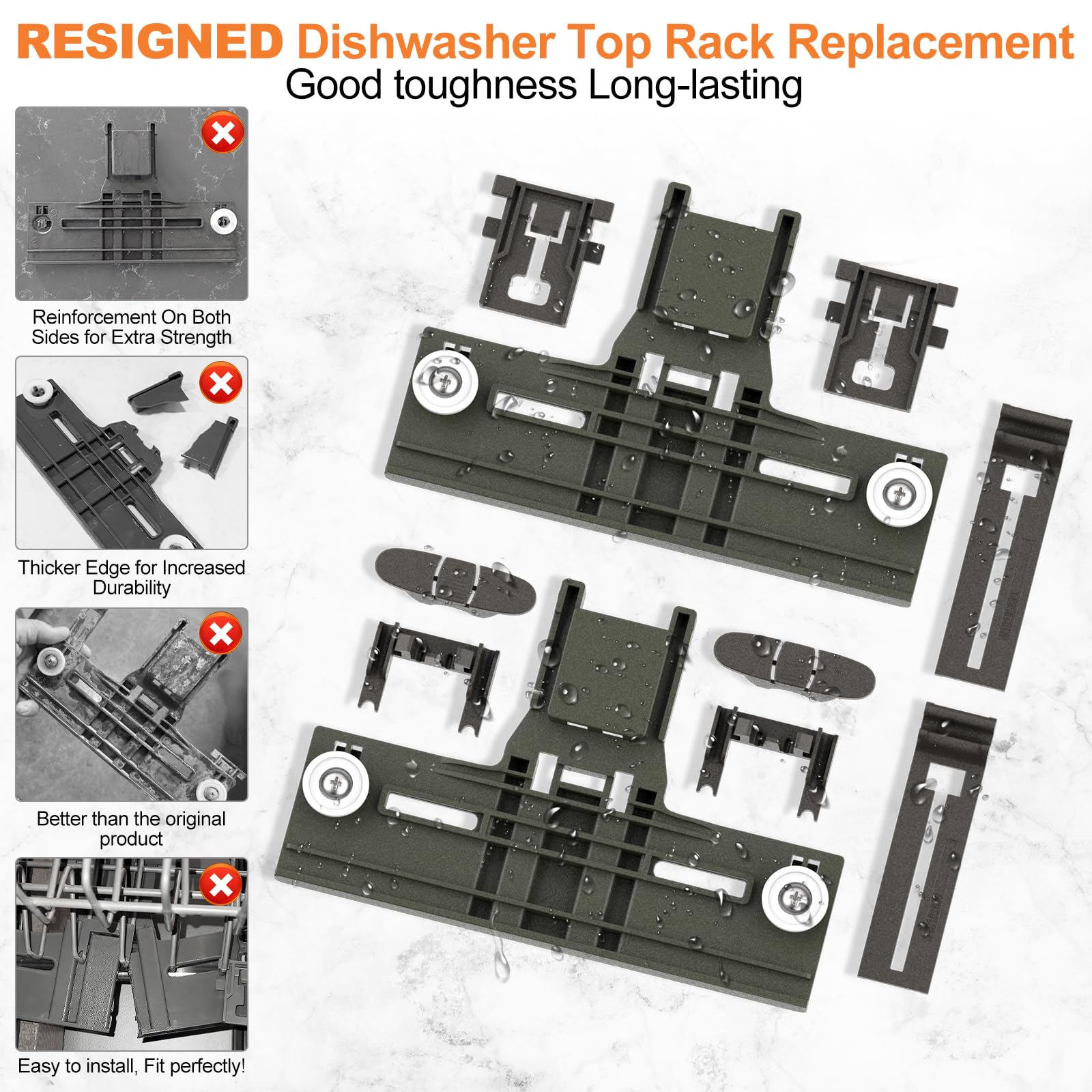 UPGRADED W10350375 W10712395 Dishwasher Top Rack Adjuster Parts For Whirlpool Dishwasher Parts WDT730PAHZ0 WDT970SAHZ0 WDTA50SAHZ0 WDT750SAHZ0 Upper Rack Parts For Kenmore 665 Dishwasher Top Rack Part - Image 3
