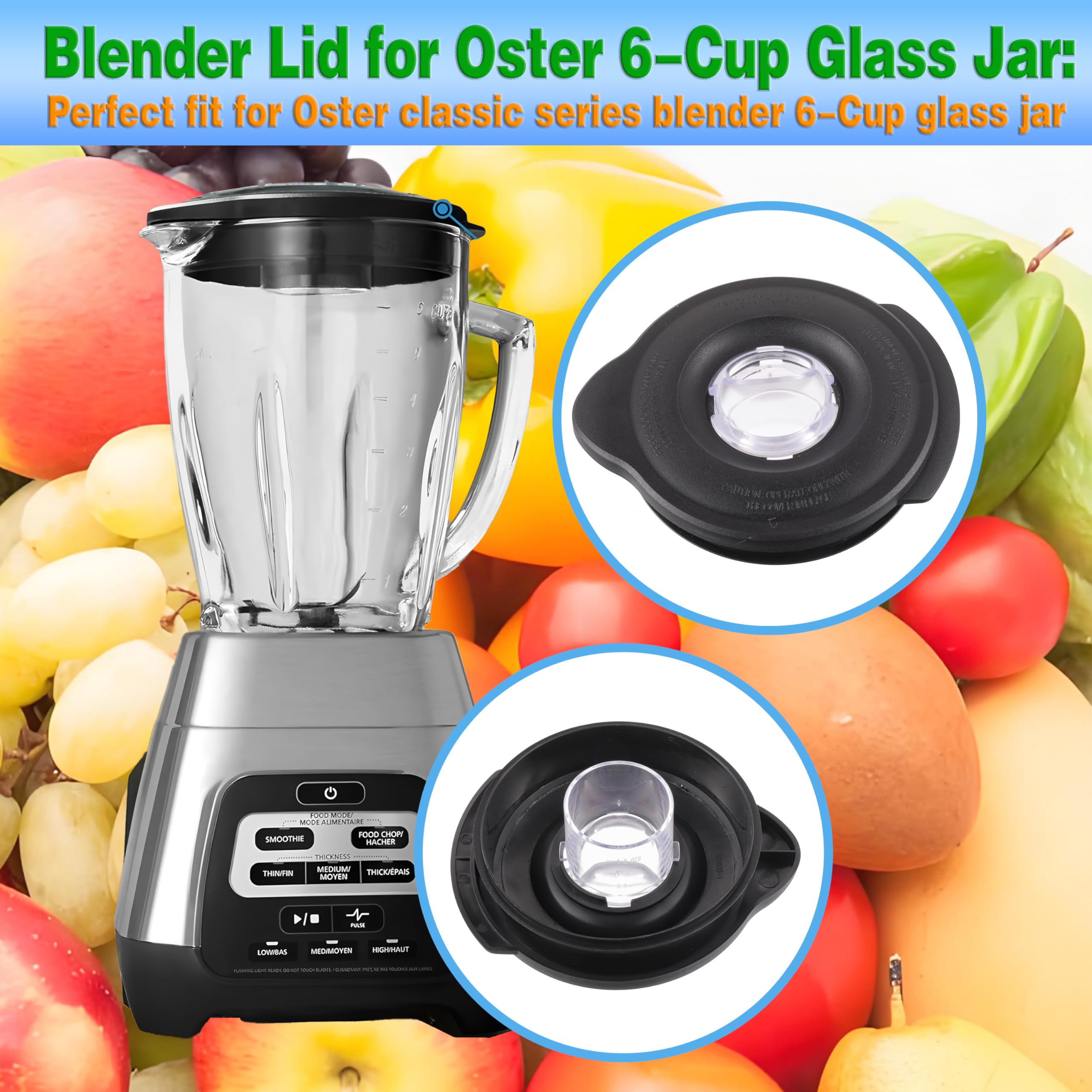 Oster Blender Covers and Lids Replacement Parts for Pro 1200/Osterizer Classic Series - 6 Cup Blender Safety Glass Jar Cover Compatible with Jars 124461-000-000/178891-000-000 and BLSTMB-CBG/CBF/BBG - Image 5
